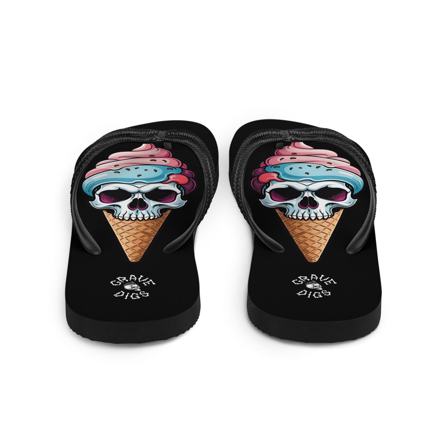Grave Digs Skull Ice Cream Cone Flip Flops