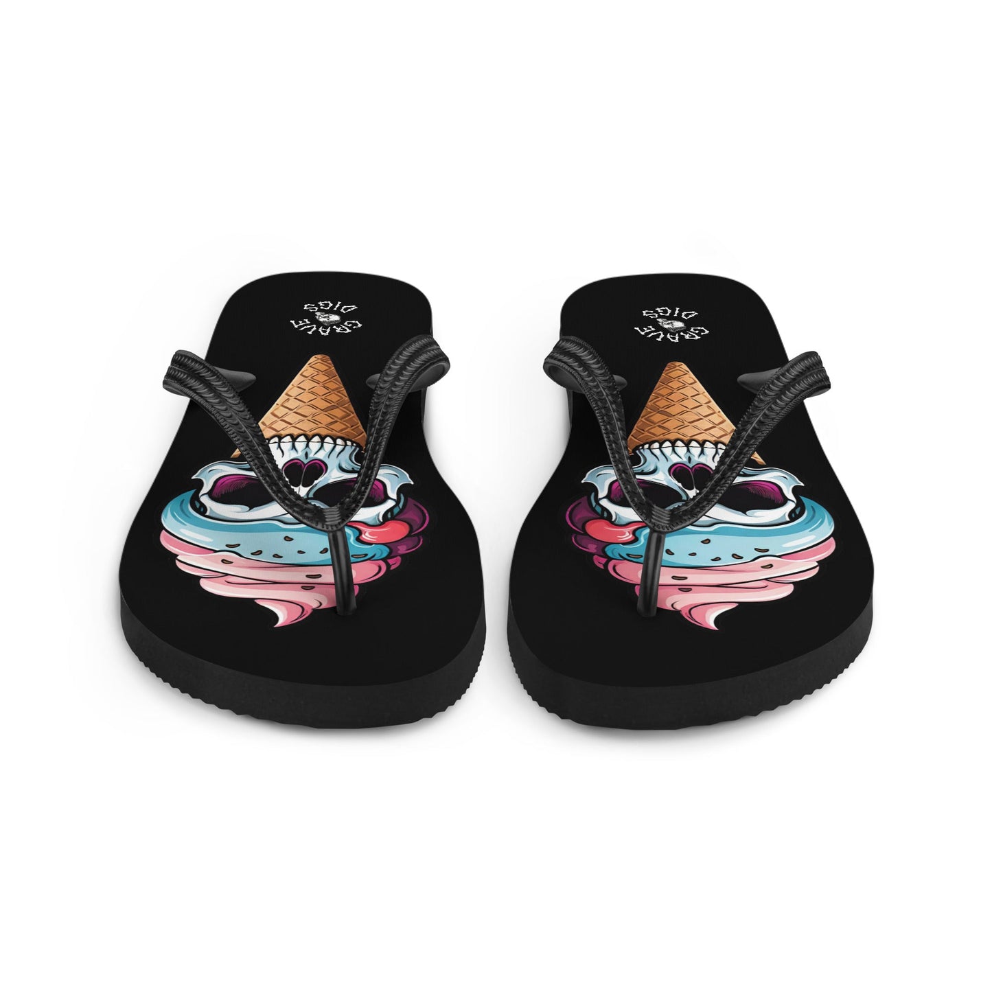Grave Digs Skull Ice Cream Cone Flip Flops