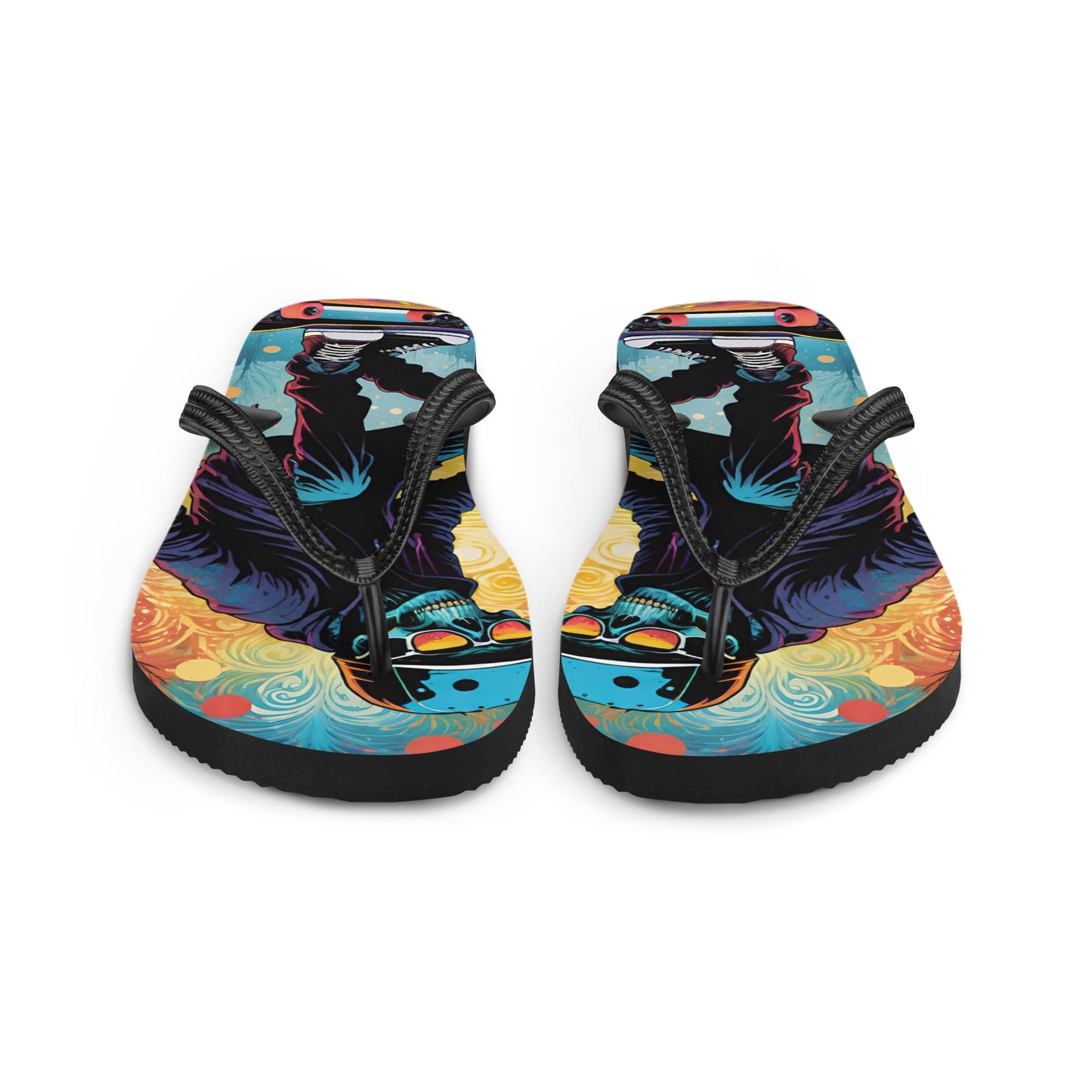 Colorful Skater Skeleton Flip Flops
