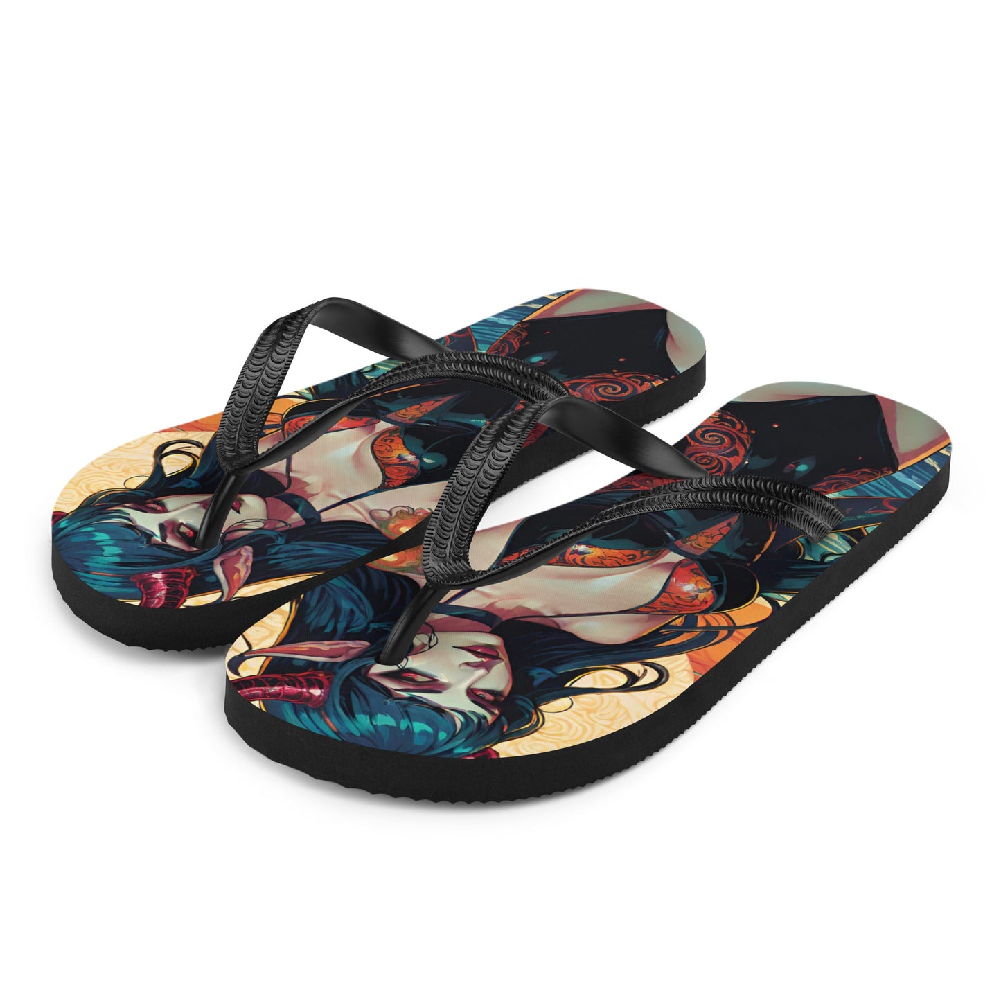 Colorful Summer Succubus in a Swimsuit 1 Gothic Flip Flops