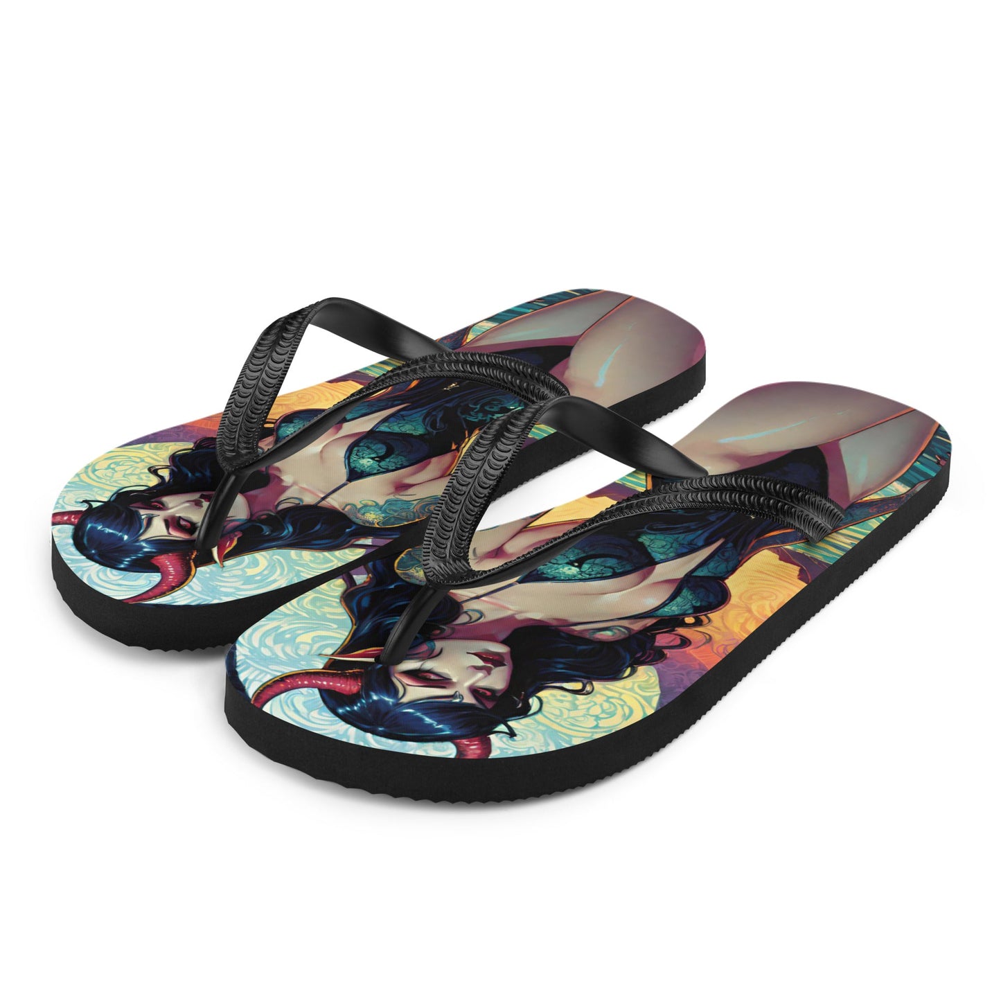Colorful Summer Succubus in a Swimsuit 2 Gothic Flip Flops