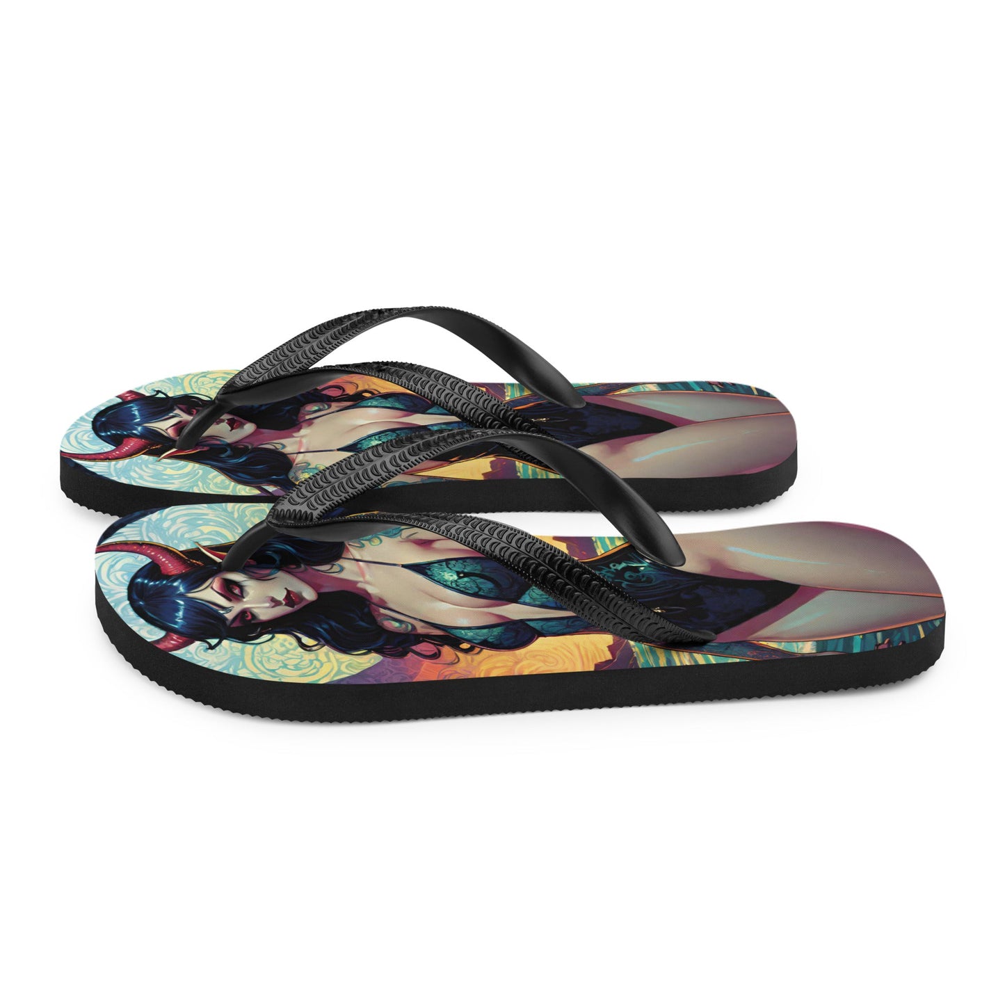 Colorful Summer Succubus in a Swimsuit 2 Gothic Flip Flops