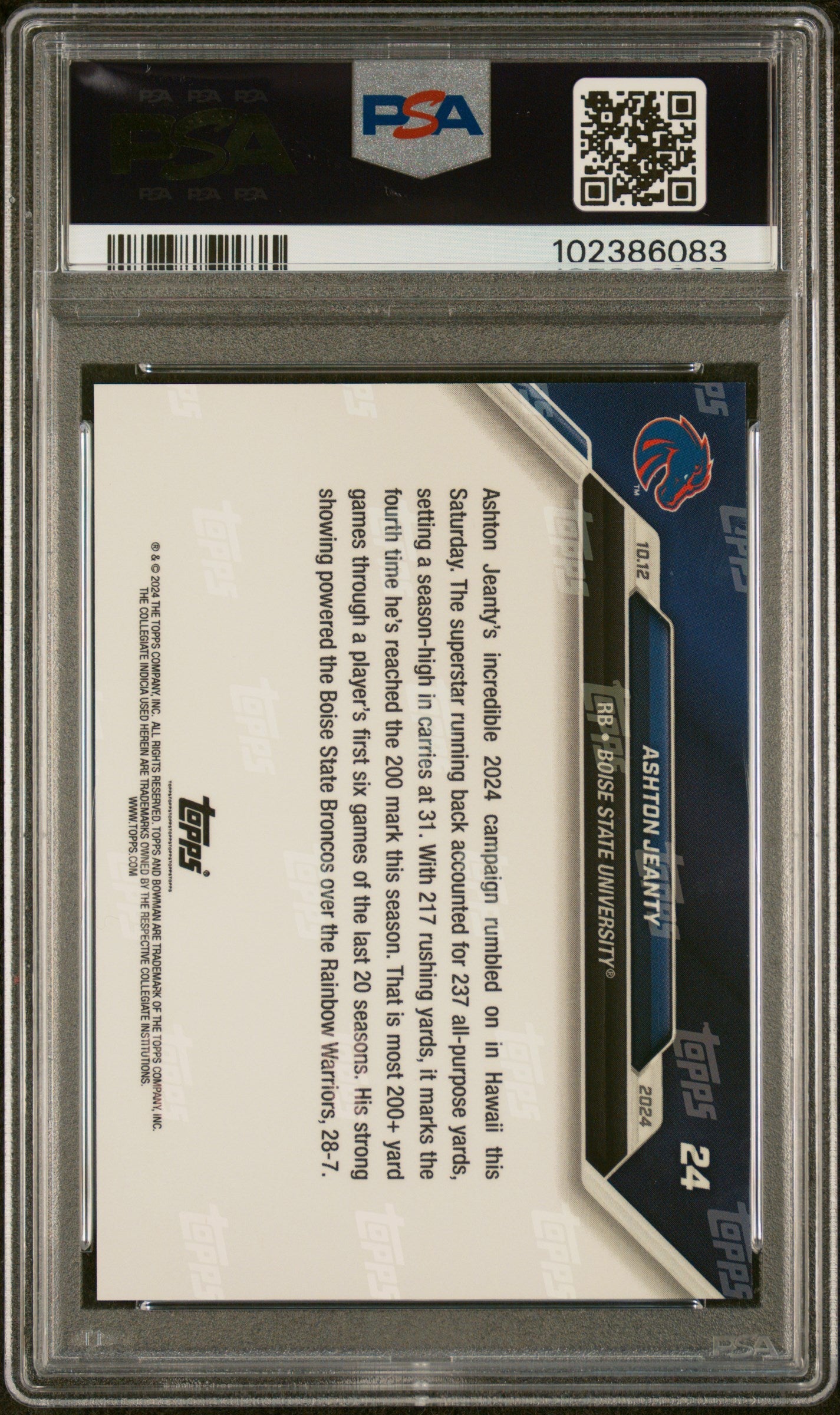 Graded 2024 Topps Bowman U Now Ashton Jeanty #24 Rookie RC Football Card PSA 10 Gem Mint