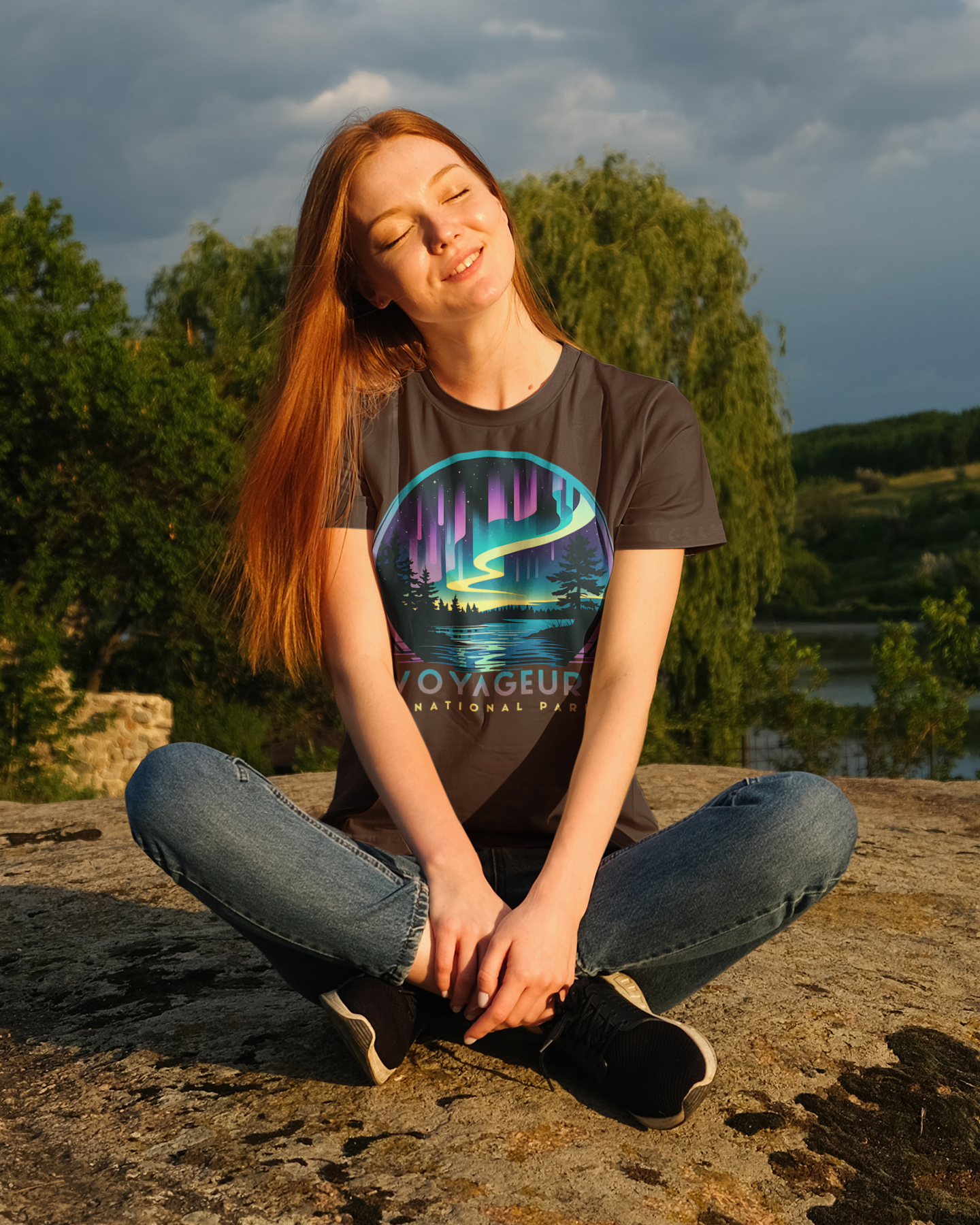 Voyageurs National Park Unisex Fit Soft T-Shirt Northern Lights Aurora Borealis