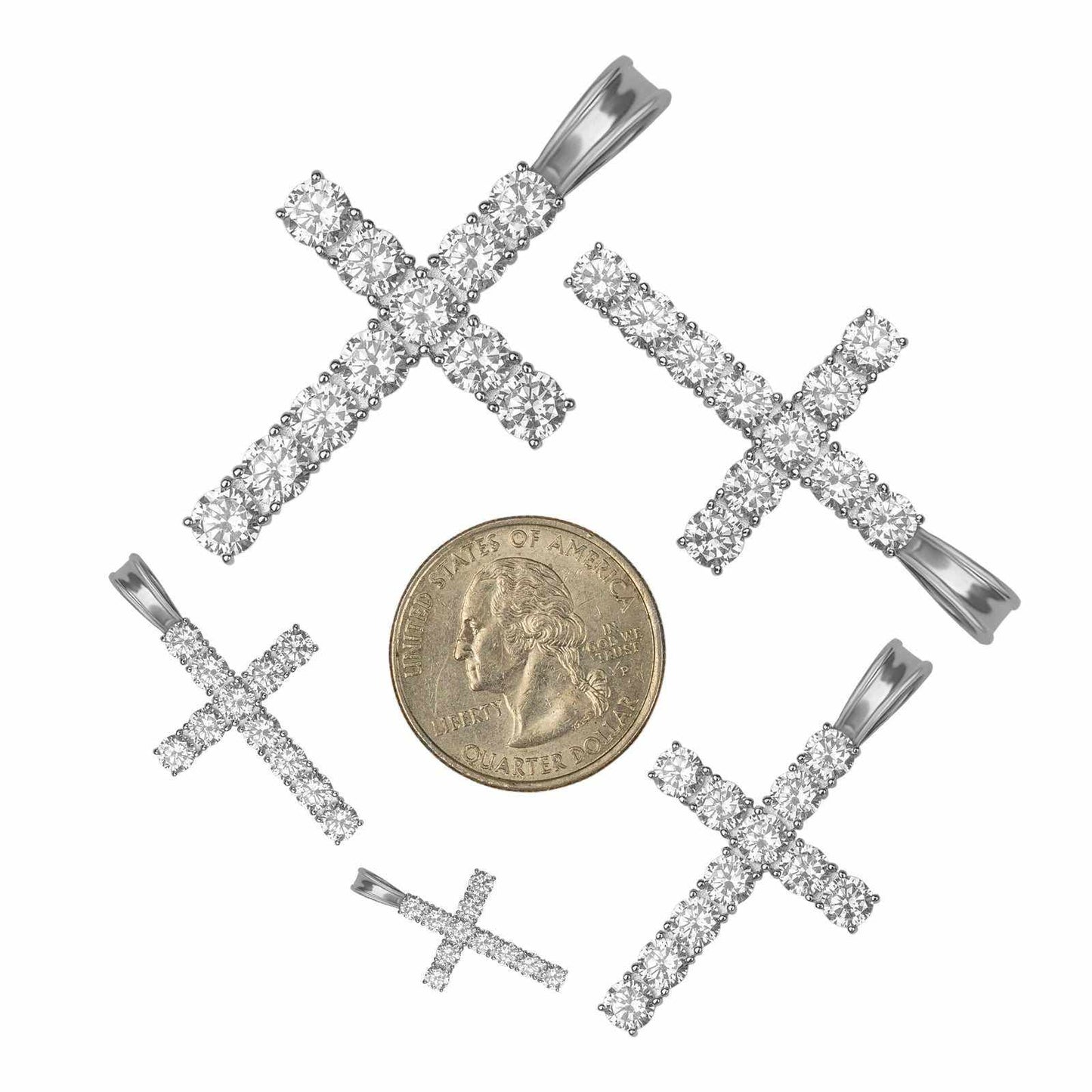 Tennis Cross Pendant 925 Sterling Silver
