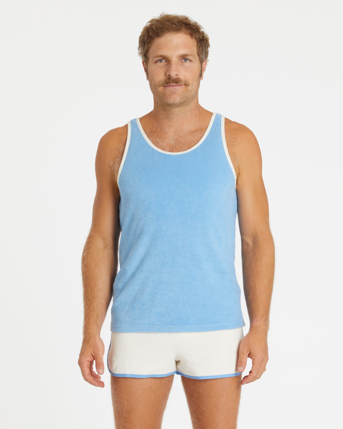 Men's Terry Tank (Blue Poppy/Cream)