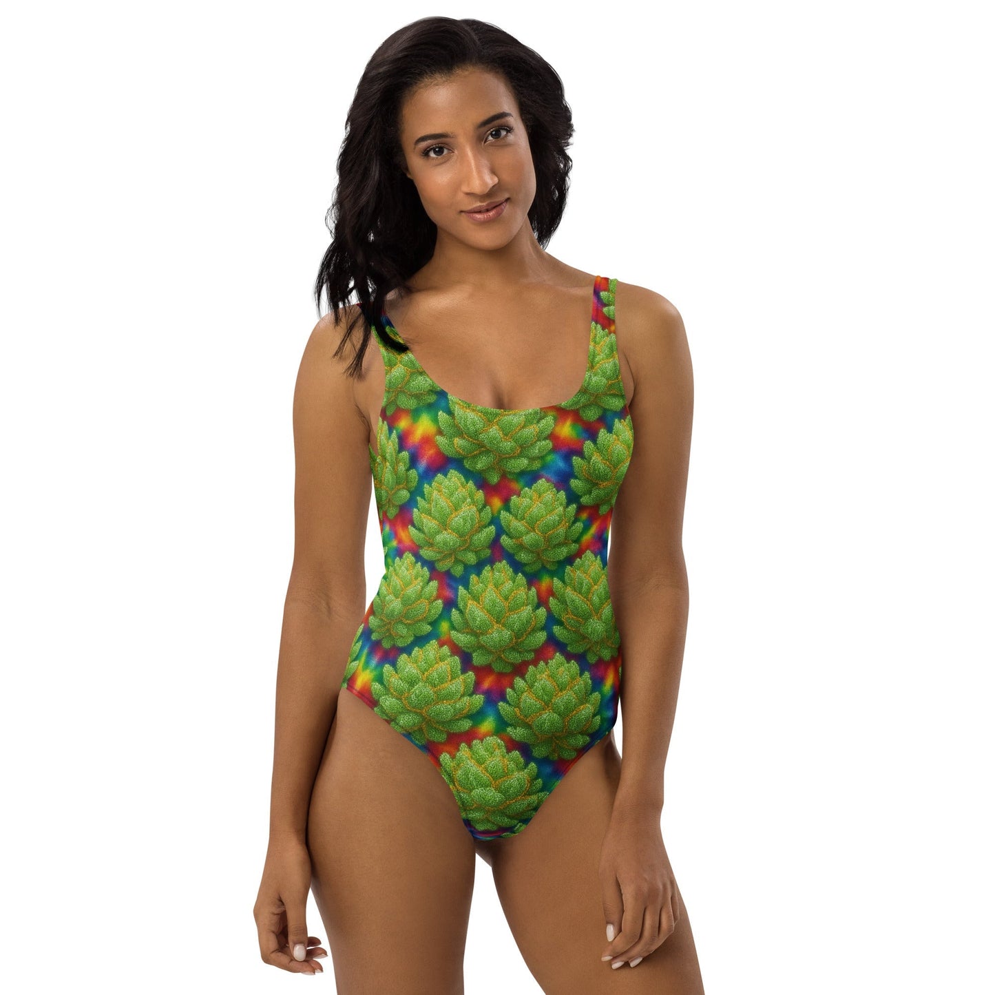 Tie-Dye Weed Buds One-Piece Swimsuit