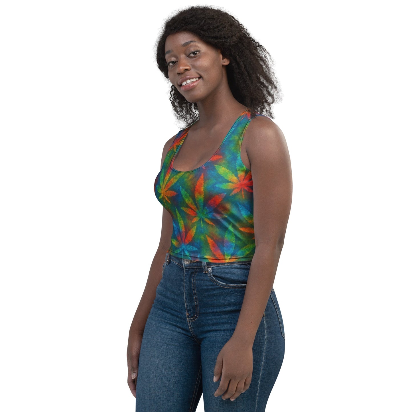 Tie-dye Weed Crop Top