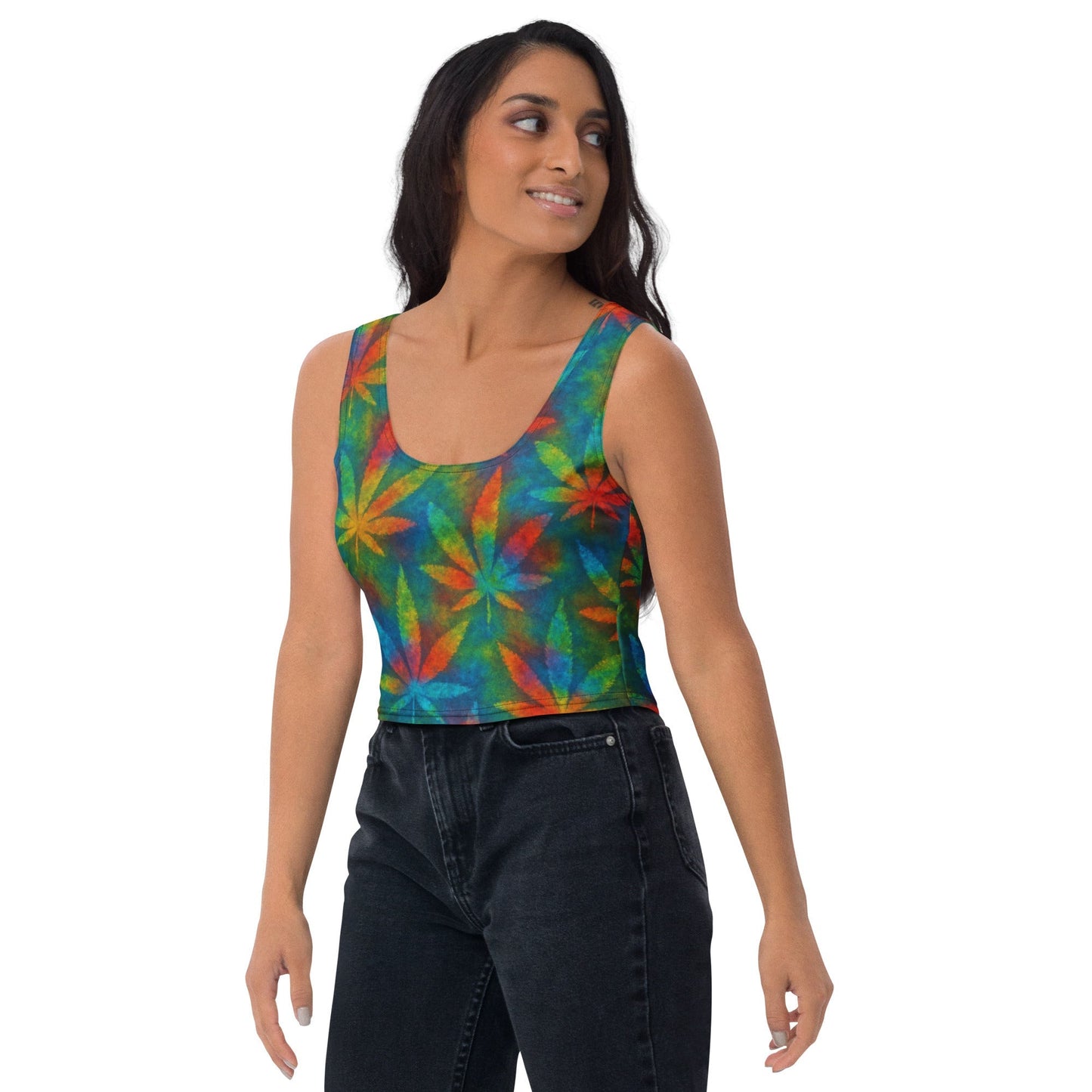 Tie-dye Weed Crop Top