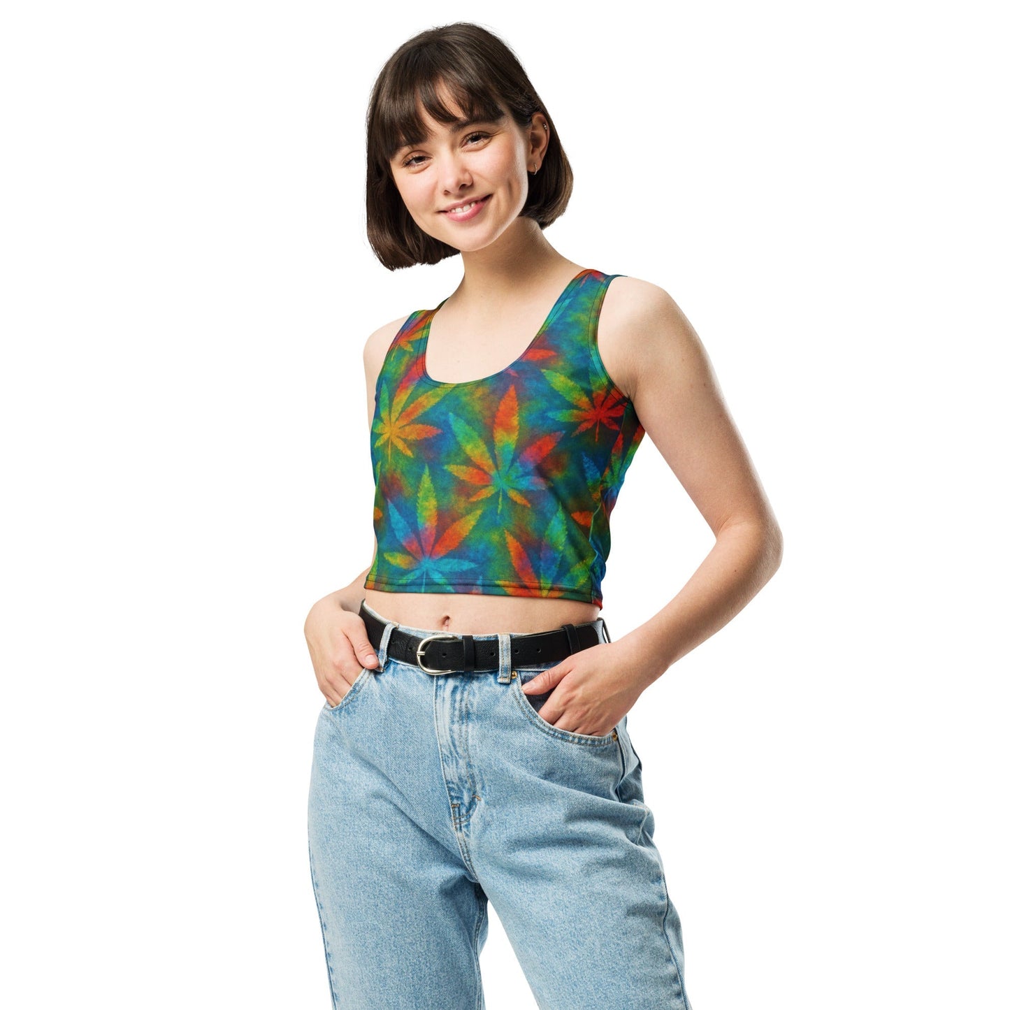 Tie-dye Weed Crop Top
