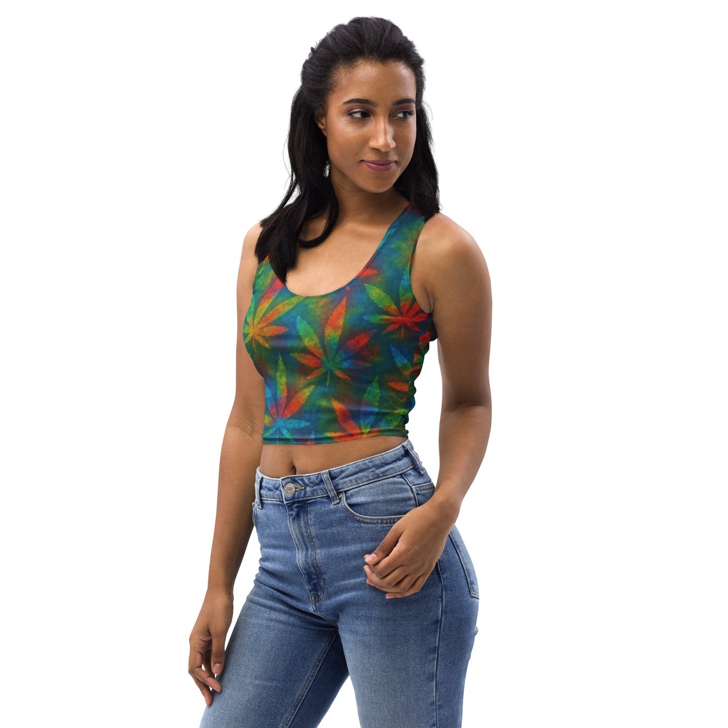 Tie-dye Weed Crop Top