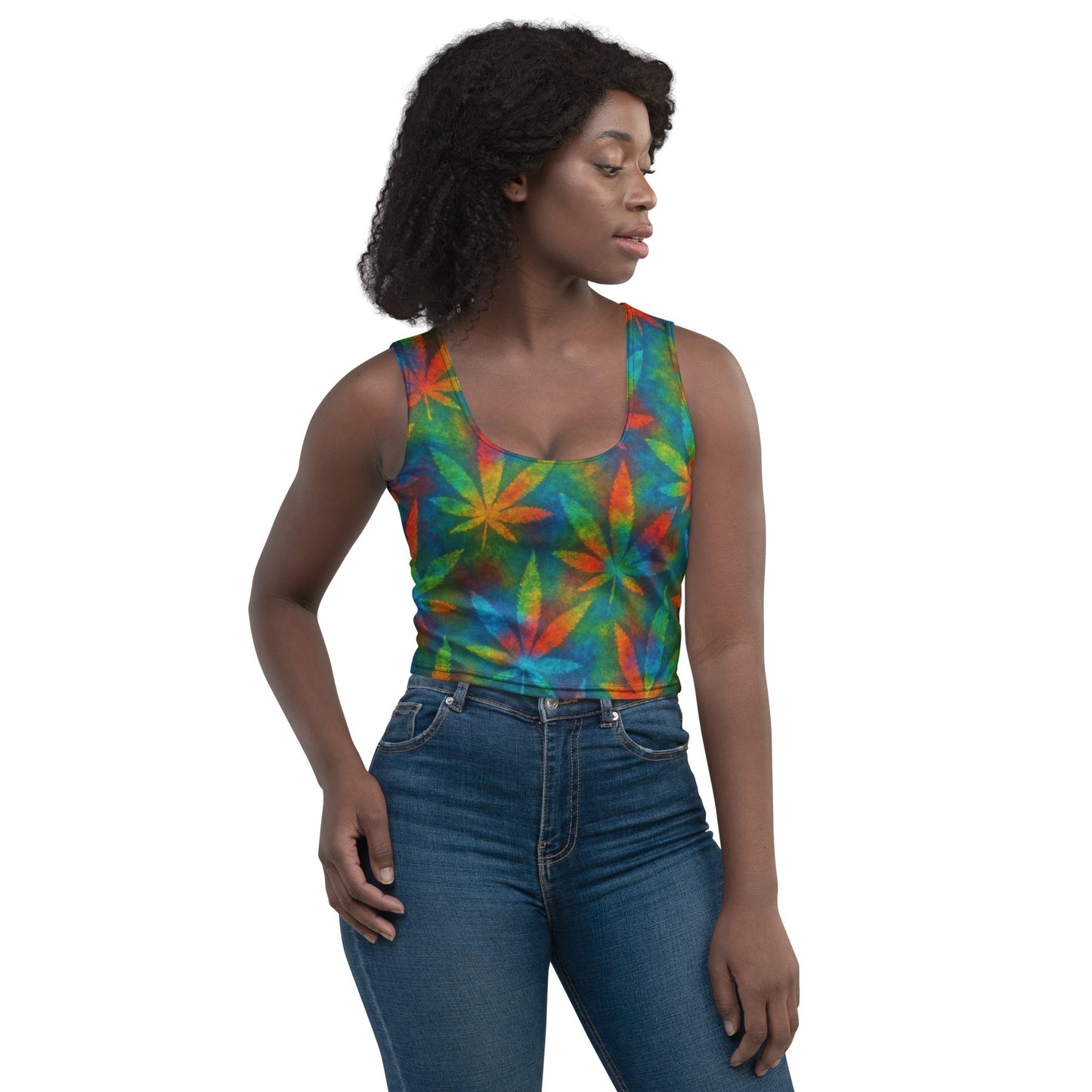Tie-dye Weed Crop Top
