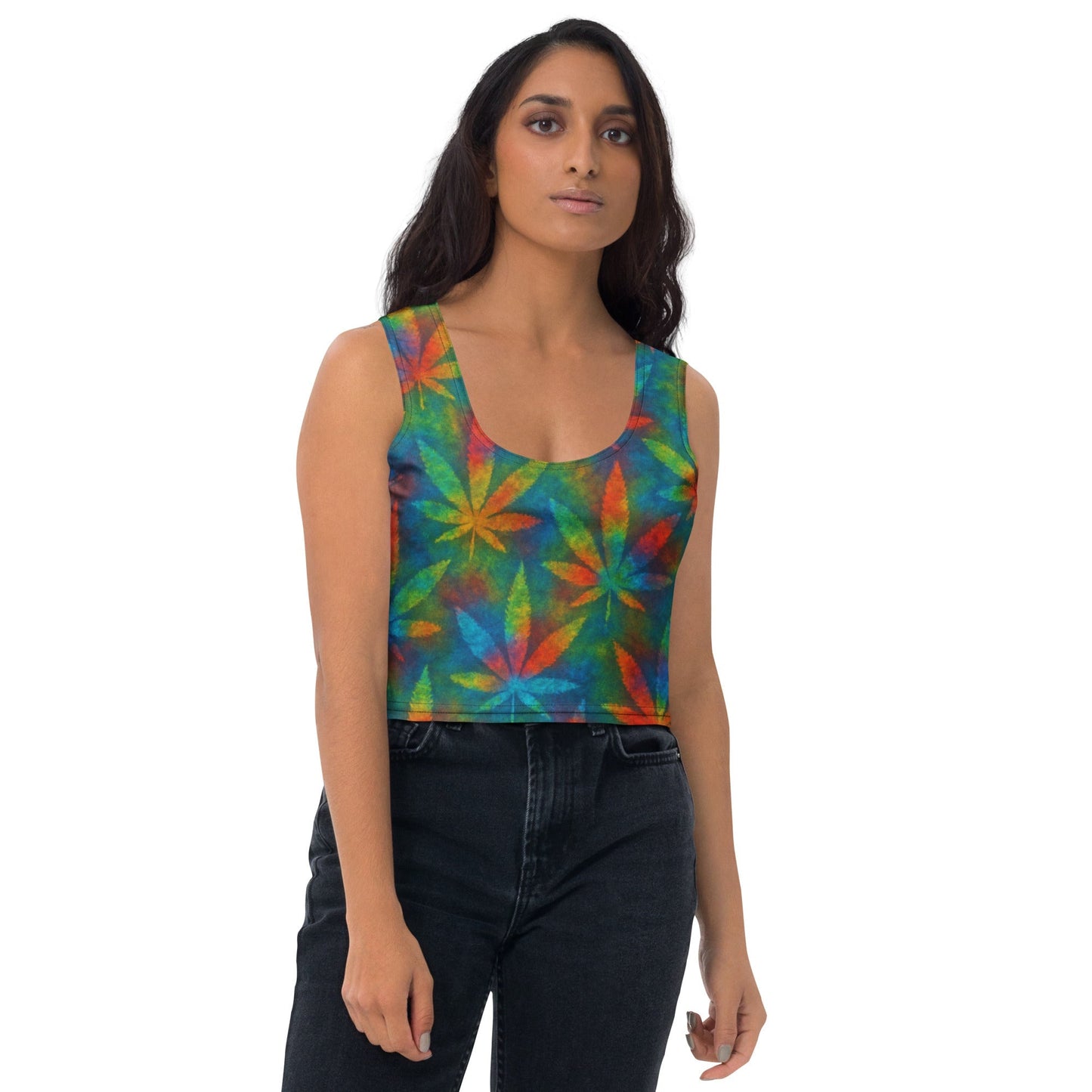 Tie-dye Weed Crop Top