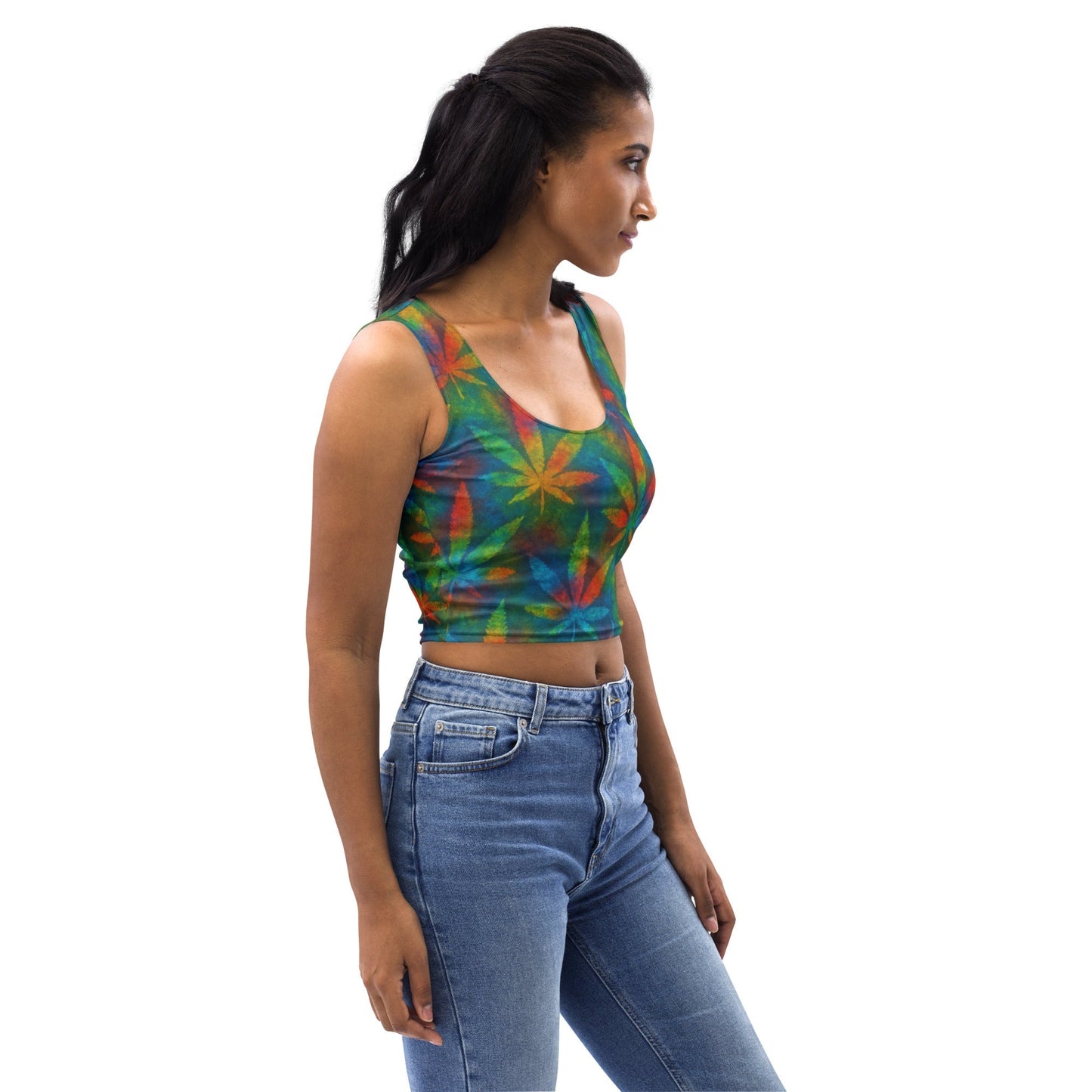 Tie-dye Weed Crop Top