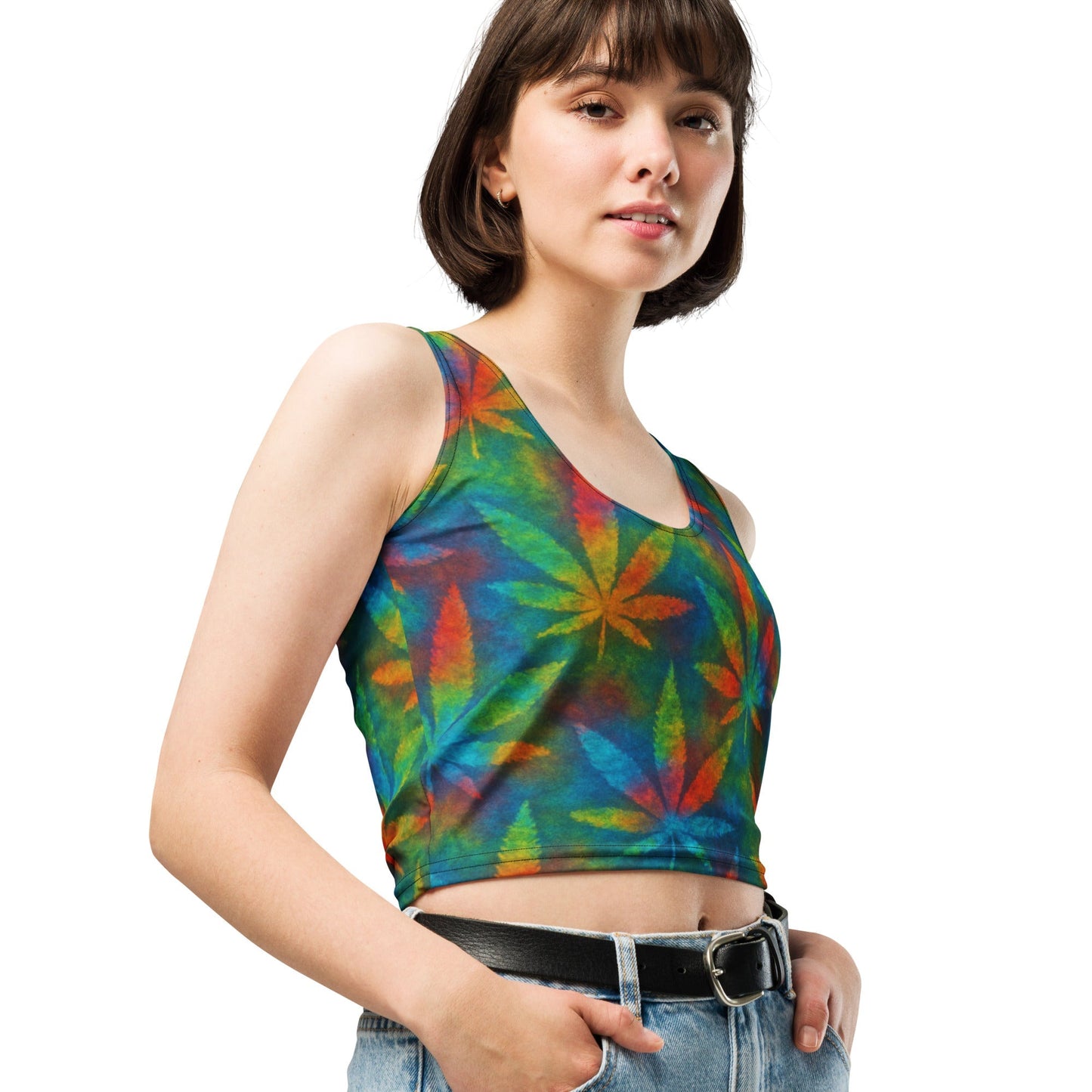 Tie-dye Weed Crop Top