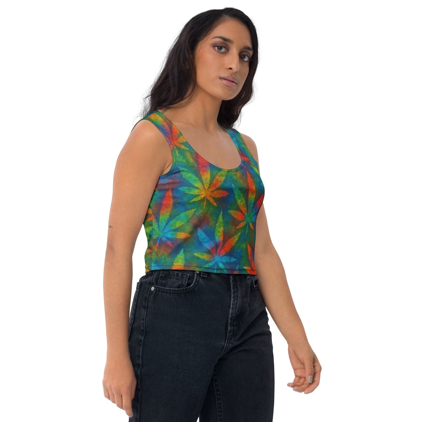 Tie-dye Weed Crop Top