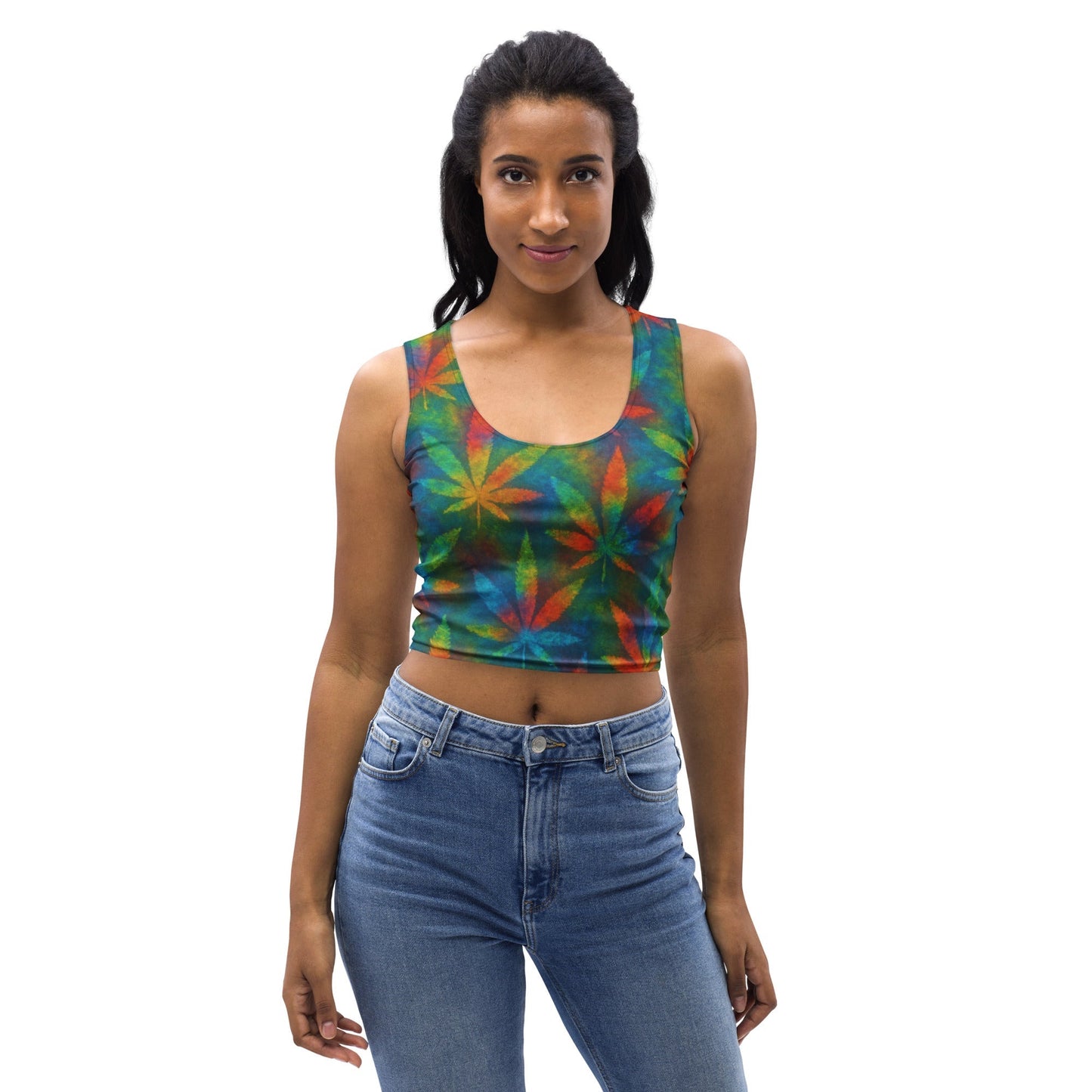 Tie-dye Weed Crop Top