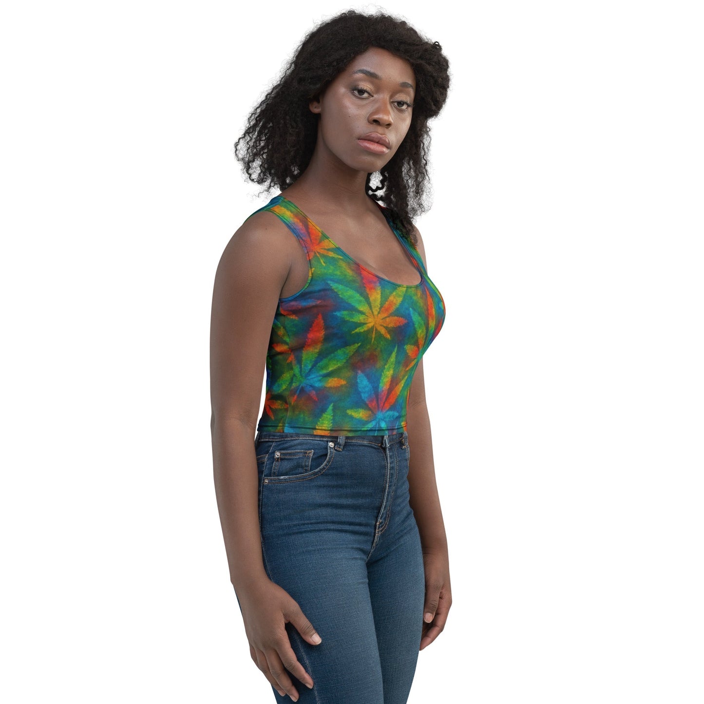 Tie-dye Weed Crop Top
