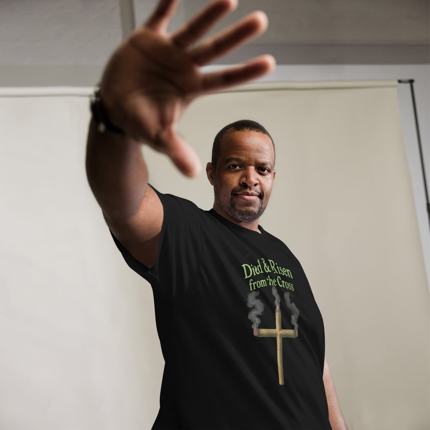 Died & Risen Tee – Cross Joint Graphic Shirt for 420 Vibes