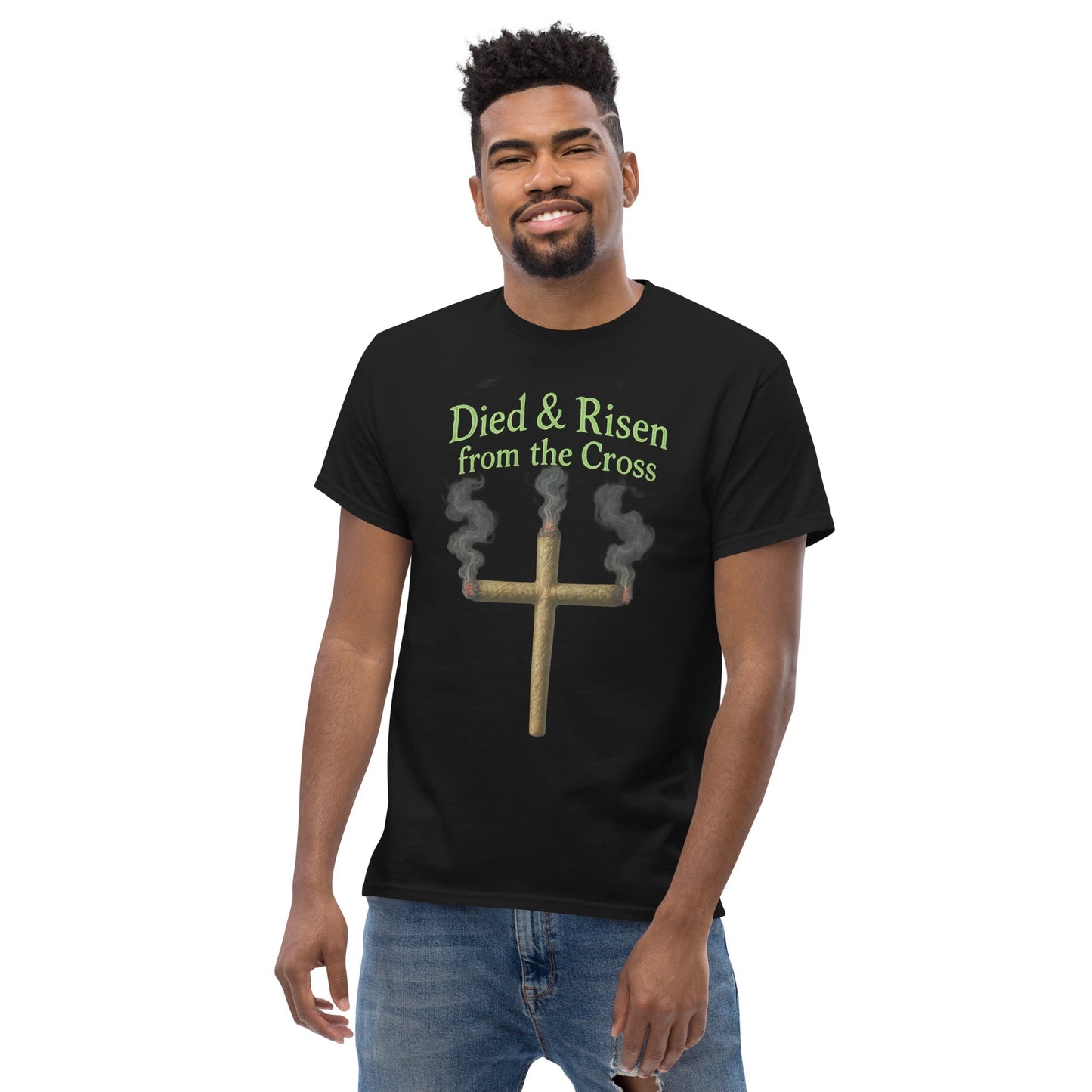 Died & Risen Tee – Cross Joint Graphic Shirt for 420 Vibes