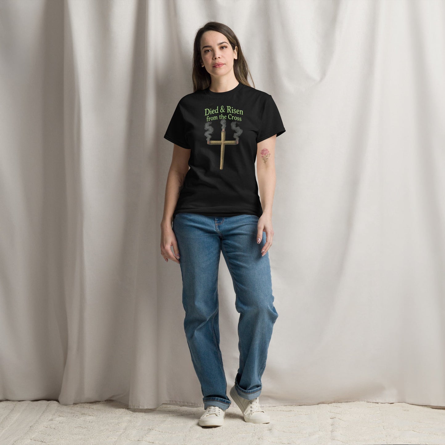 Died & Risen Tee – Cross Joint Graphic Shirt for 420 Vibes