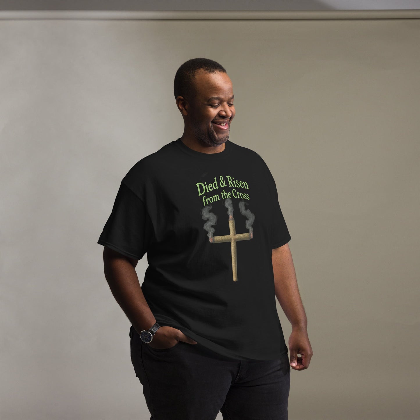 Died & Risen Tee – Cross Joint Graphic Shirt for 420 Vibes