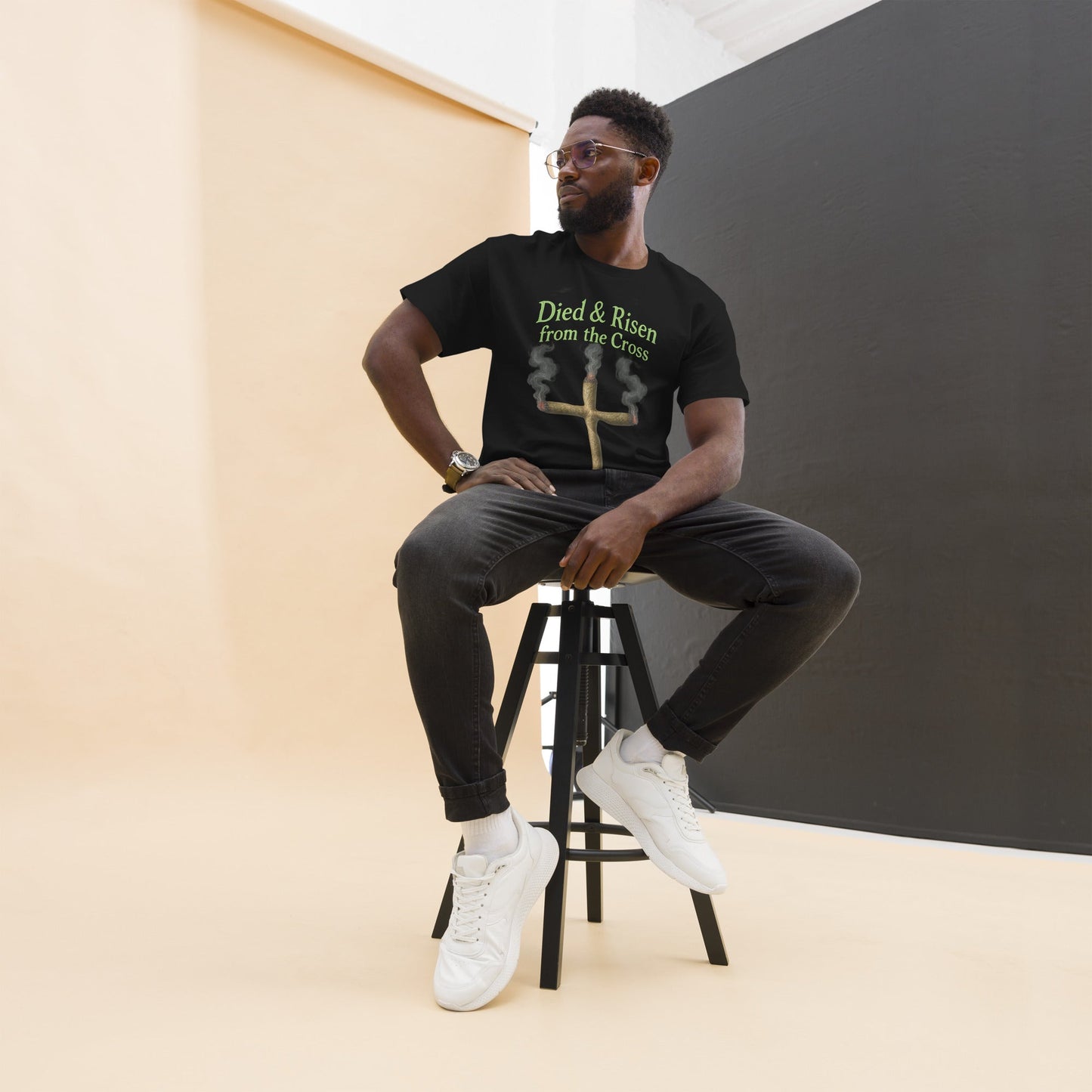 Died & Risen Tee – Cross Joint Graphic Shirt for 420 Vibes