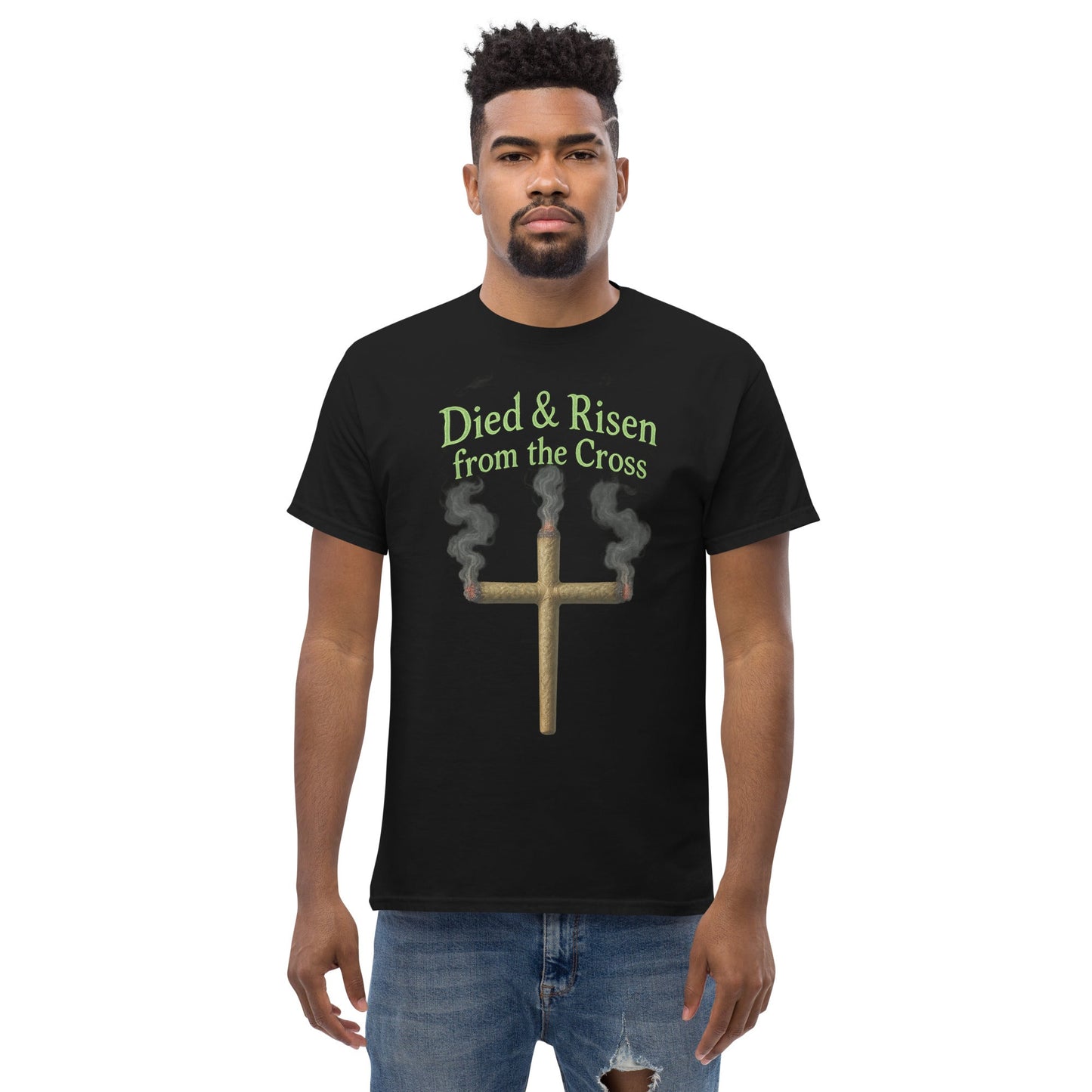 Died & Risen Tee – Cross Joint Graphic Shirt for 420 Vibes