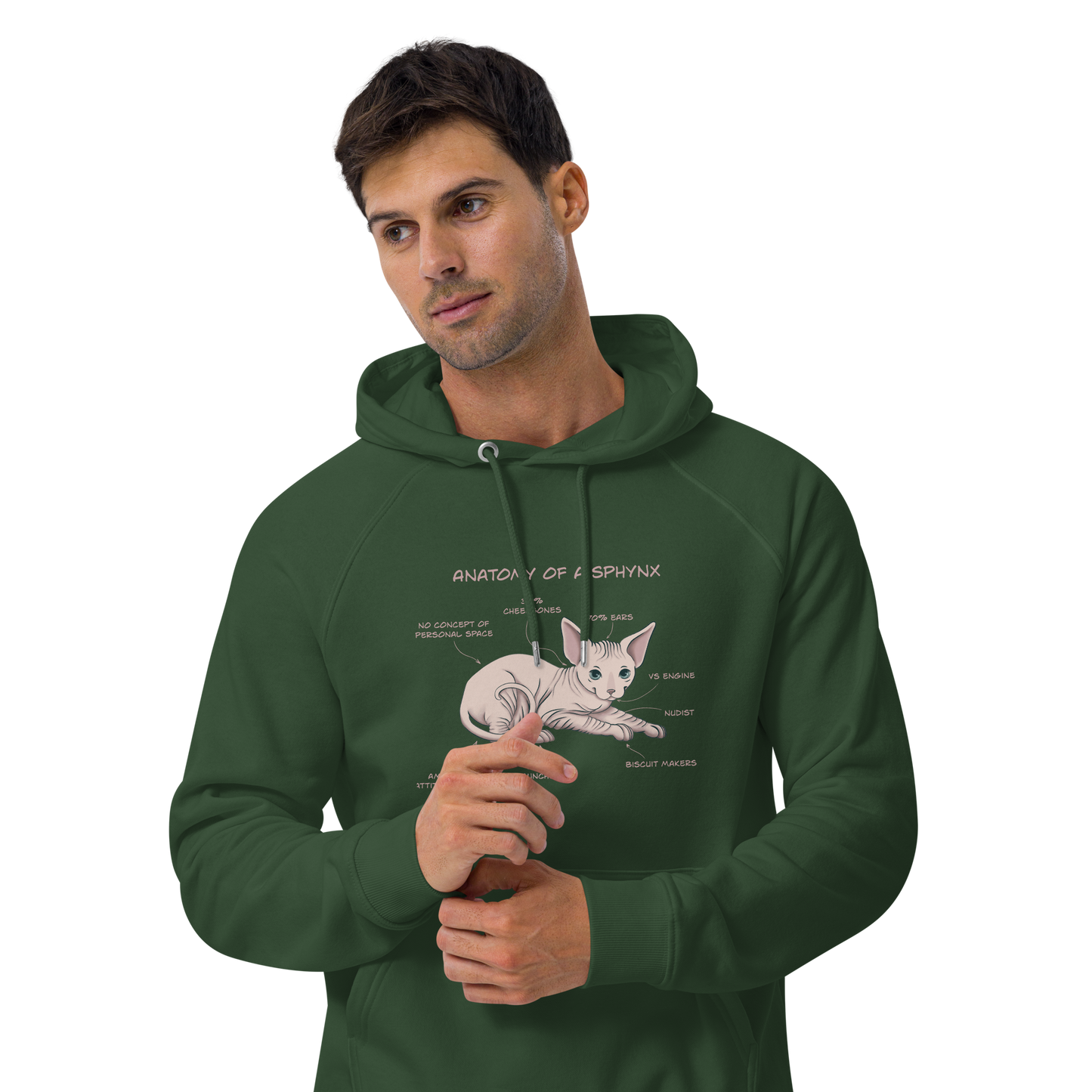 "ANATOMY OF A SPHYNX" UNISEX ECO HOODIE