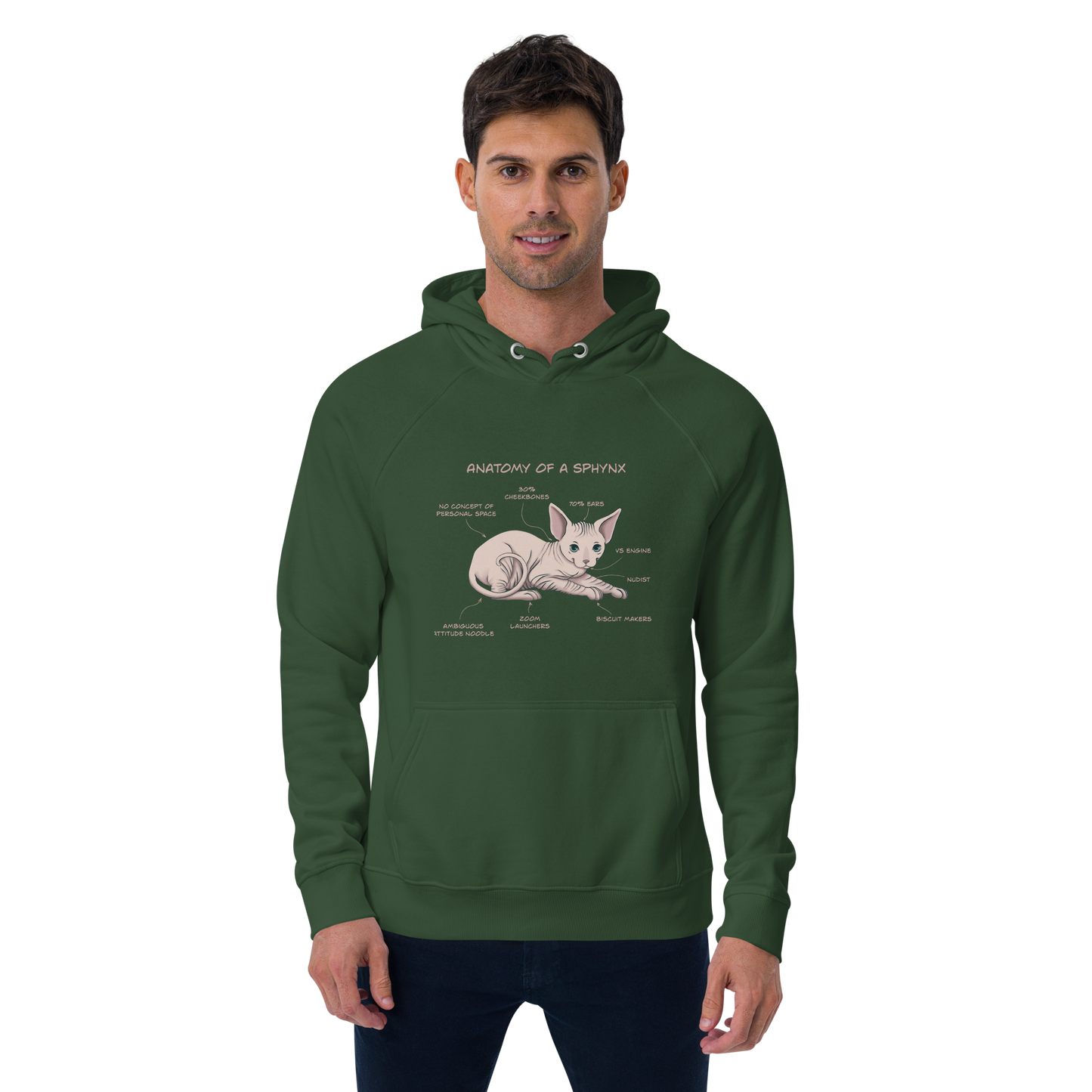 "ANATOMY OF A SPHYNX" UNISEX ECO HOODIE