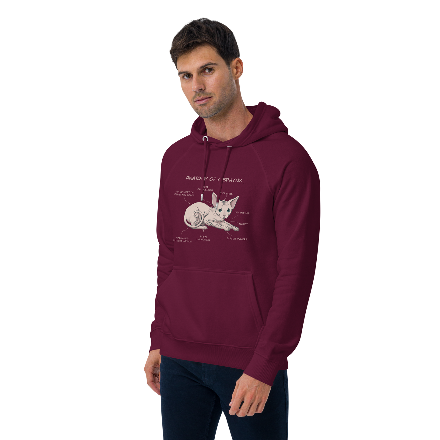 "ANATOMY OF A SPHYNX" UNISEX ECO HOODIE
