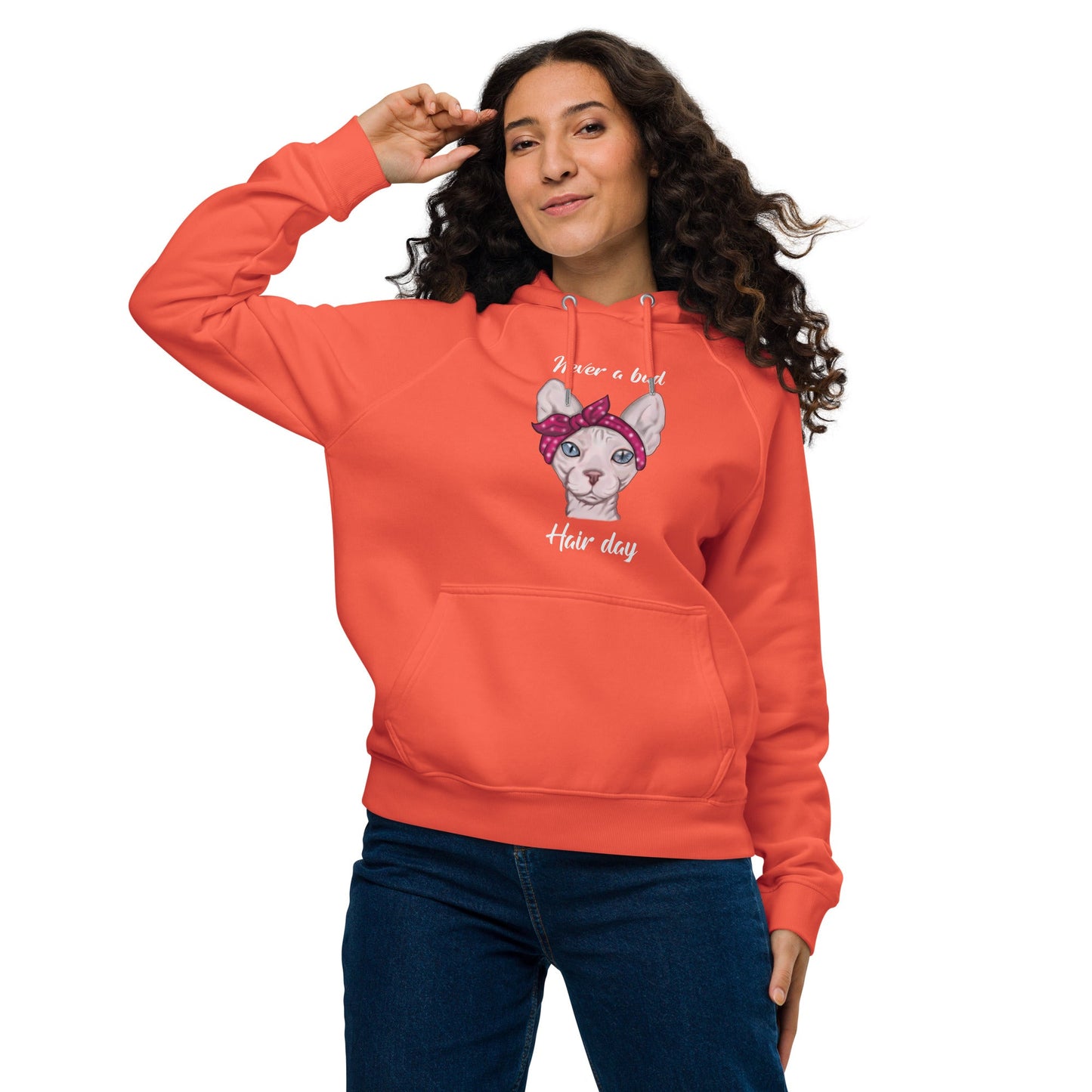 "NEVER A BAD HAIR DAY" UNISEX ECO HOODIE
