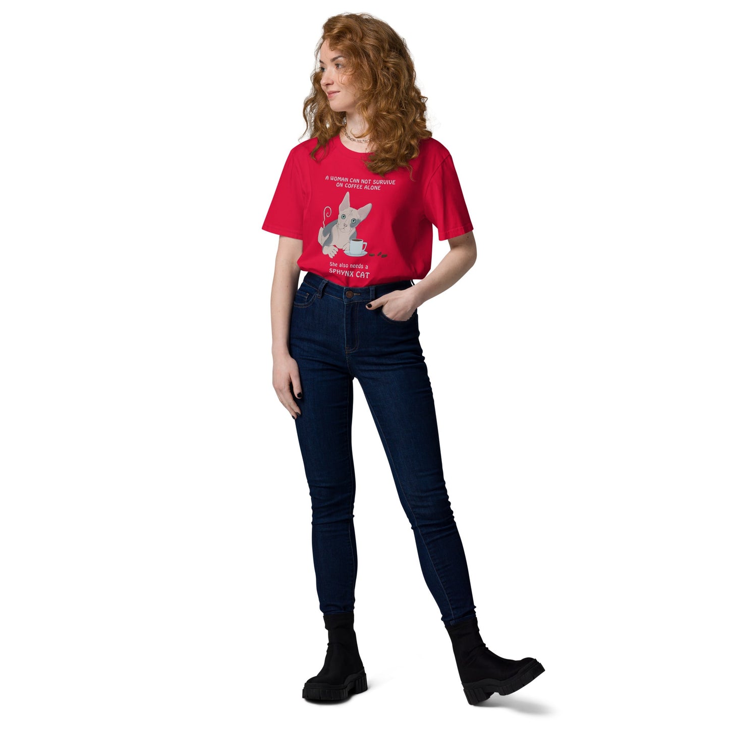 "WOMAN CAN'T SURVIVE ON COFFEE ALONE" WOMAN'S ECO TEE