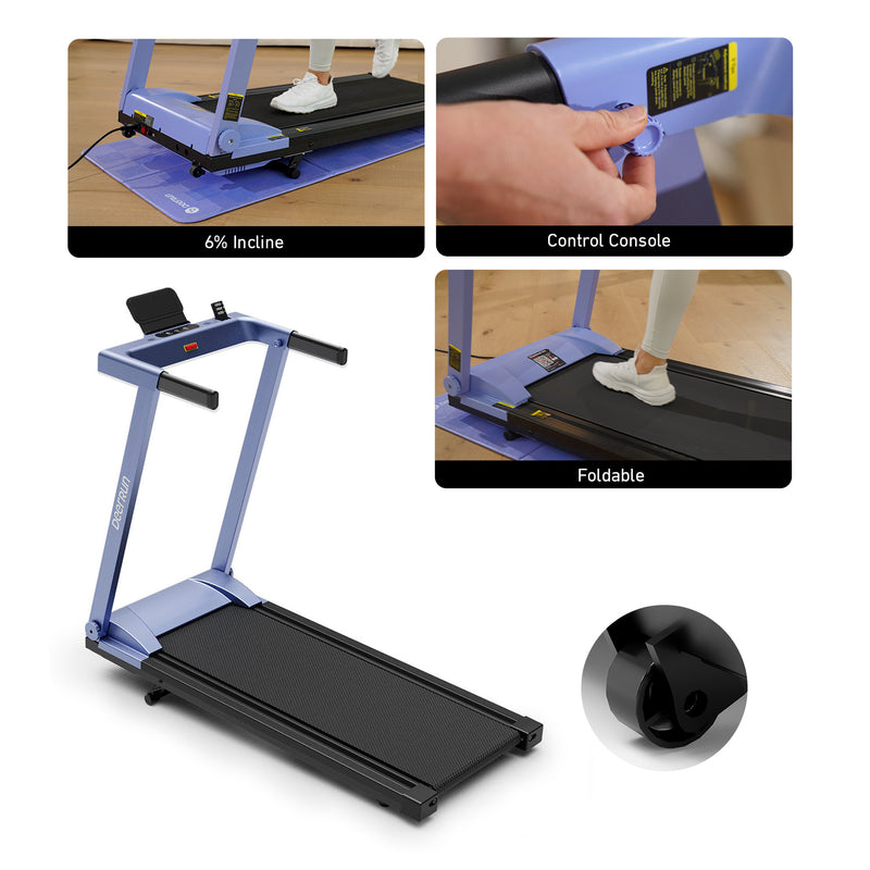 DeerRun A1 Pro Move+ 6% Incline Foldable Treadmill——Upgraded Chip & NFC Support | 350Lbs, 10mph Blue