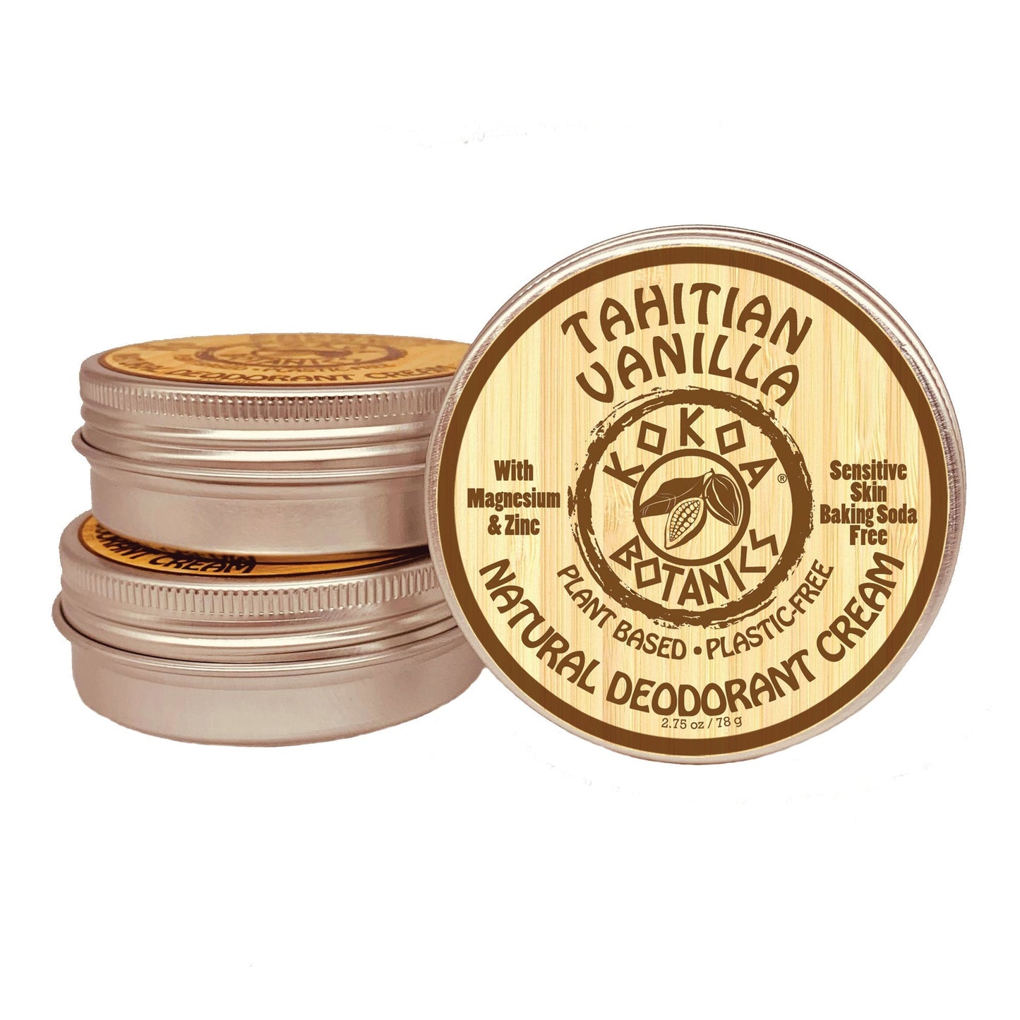 TAHATIAN VANILLA - Natural Deodorant Cream - Sensitive Skin - Baking Soda Free - 2.5 oz