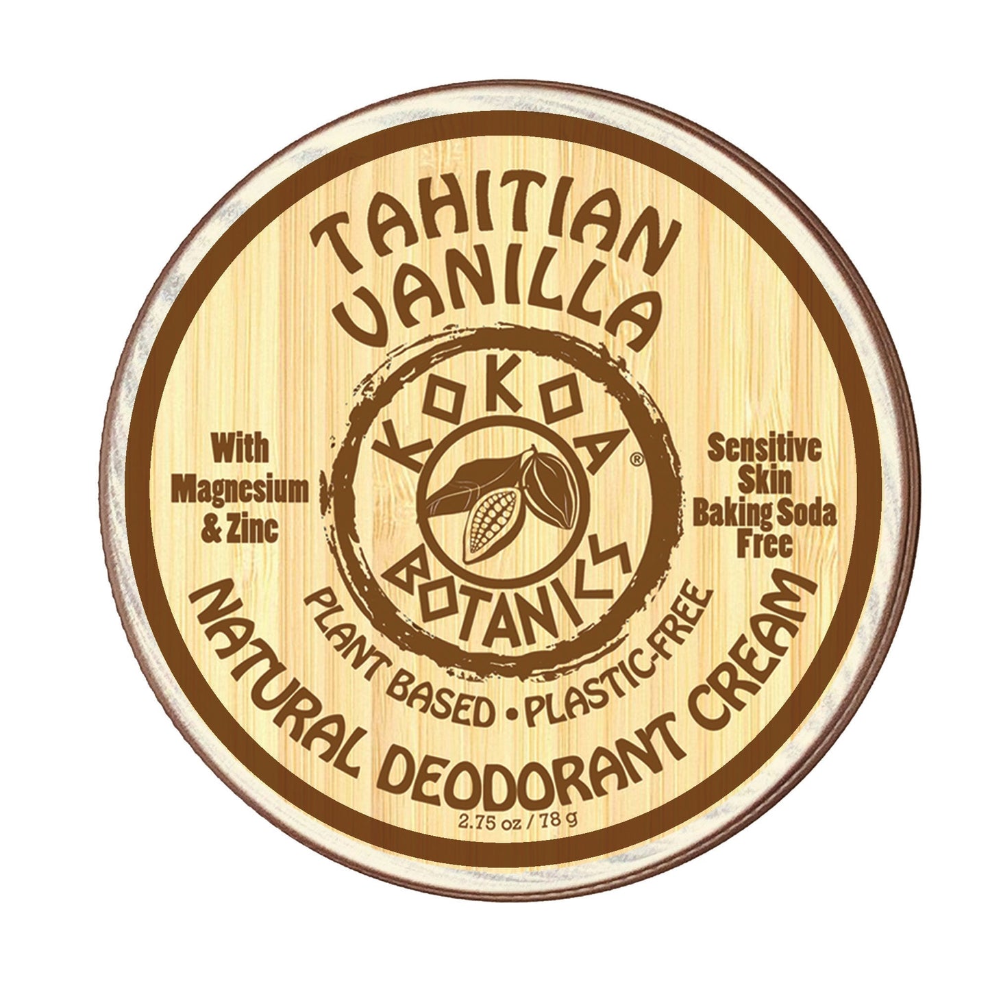 TAHATIAN VANILLA - Natural Deodorant Cream - Sensitive Skin - Baking Soda Free - 2.5 oz