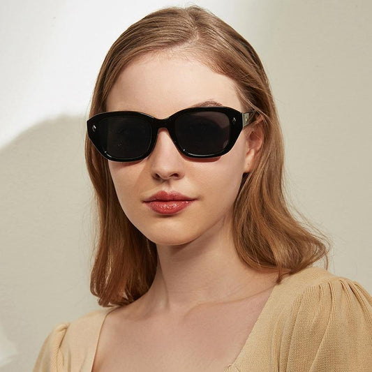 Vintage Women Black Sunglasses For Women Cat Eye Eyewear For Women Men Popular Design Driving Running Golf Sports Glasses Square UV Protection Retro Style Unisex