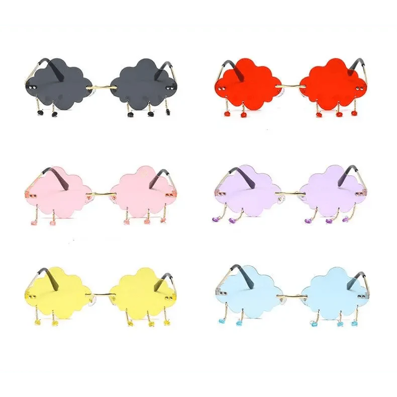 Vintage Women Rimless Sunglasses Retro Style Glasses For Summer Cloud Shaped Style Excellent Gift For Girls