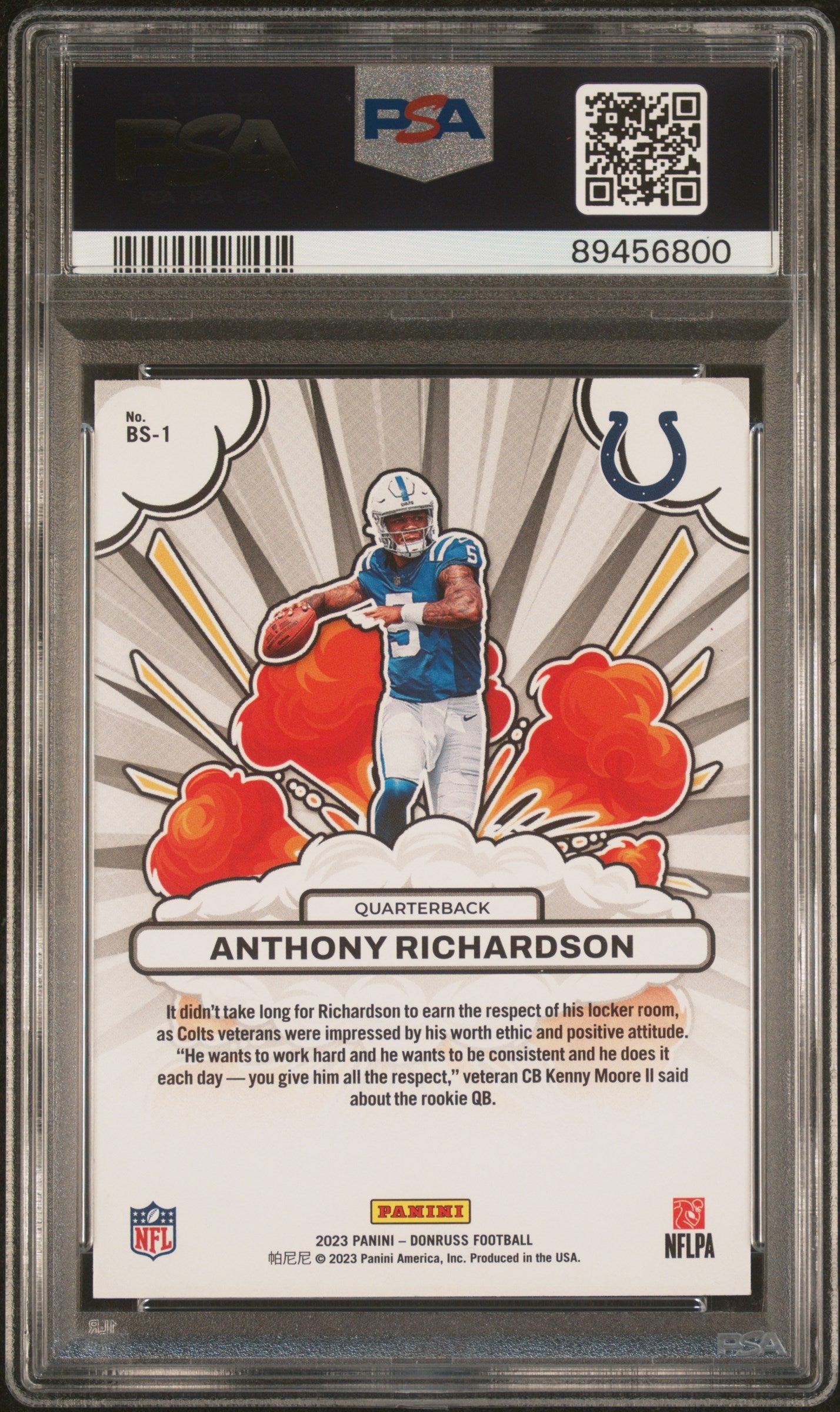 Graded 2023 Panini Donruss Anthony Richardson #BS1 Bomb Squad Rookie RC Football Card PSA 10 Gem Mint