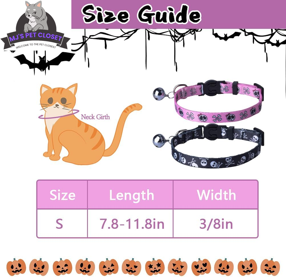 Cute & Stylish Breakaway Cat Collars! ๐พ๐ 2-pack in Pink & Black Skull Design, Perfect for Your Fashionable Feline! ๐๐ฑ