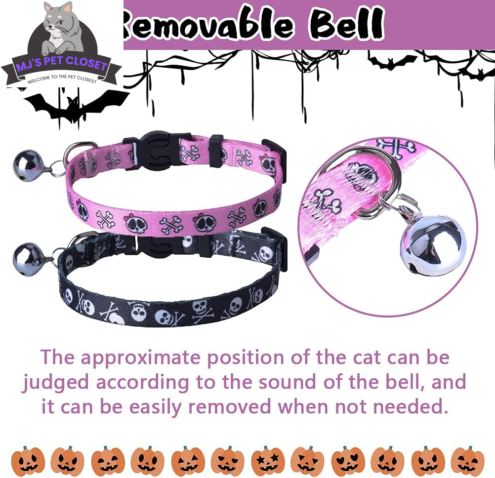 Cute & Stylish Breakaway Cat Collars! ๐พ๐ 2-pack in Pink & Black Skull Design, Perfect for Your Fashionable Feline! ๐๐ฑ