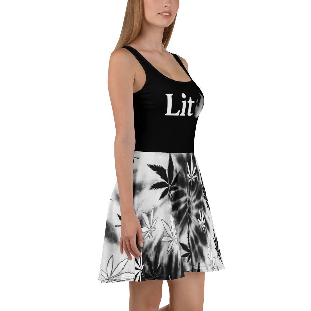 White and black Tie-dye Skater Dress