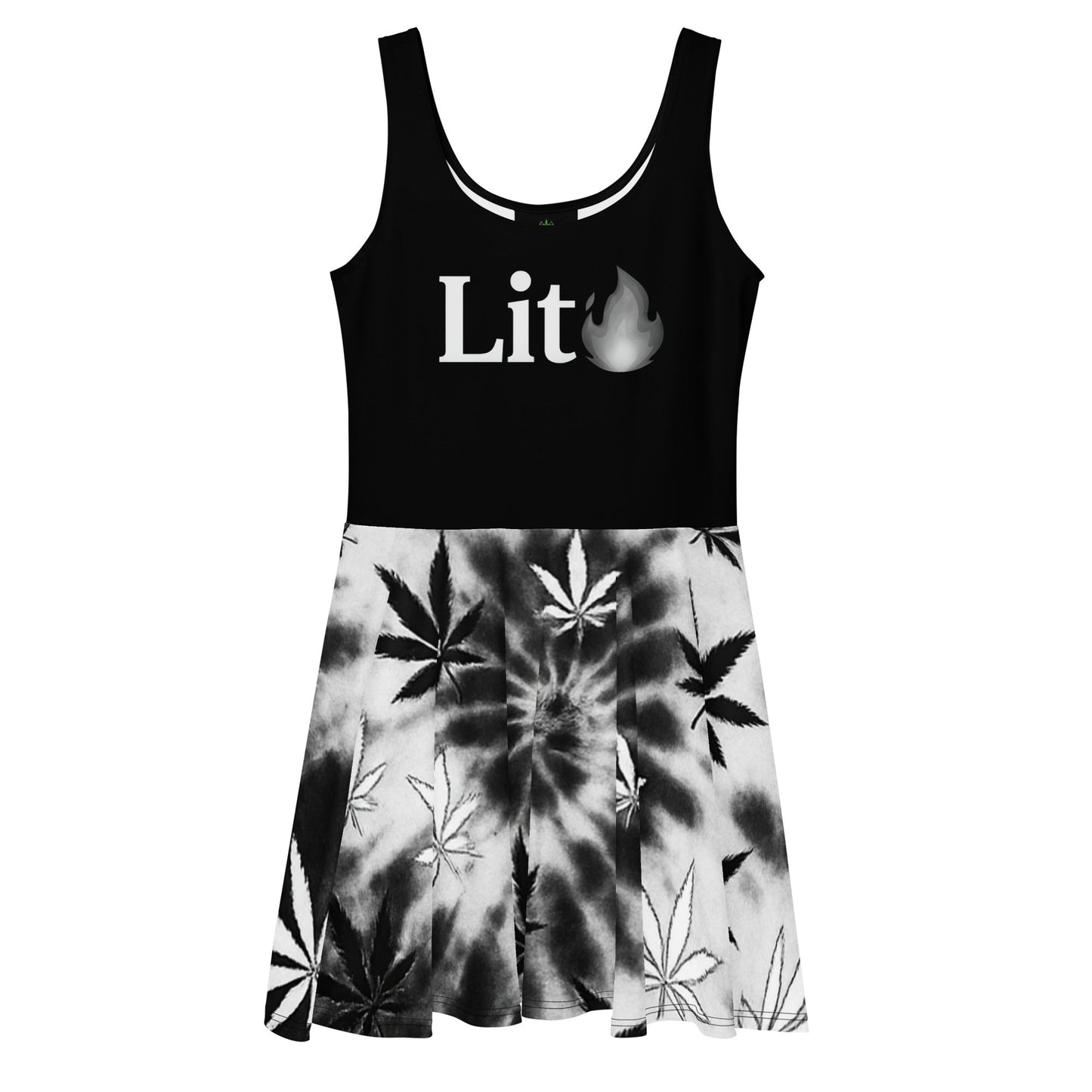 White and black Tie-dye Skater Dress