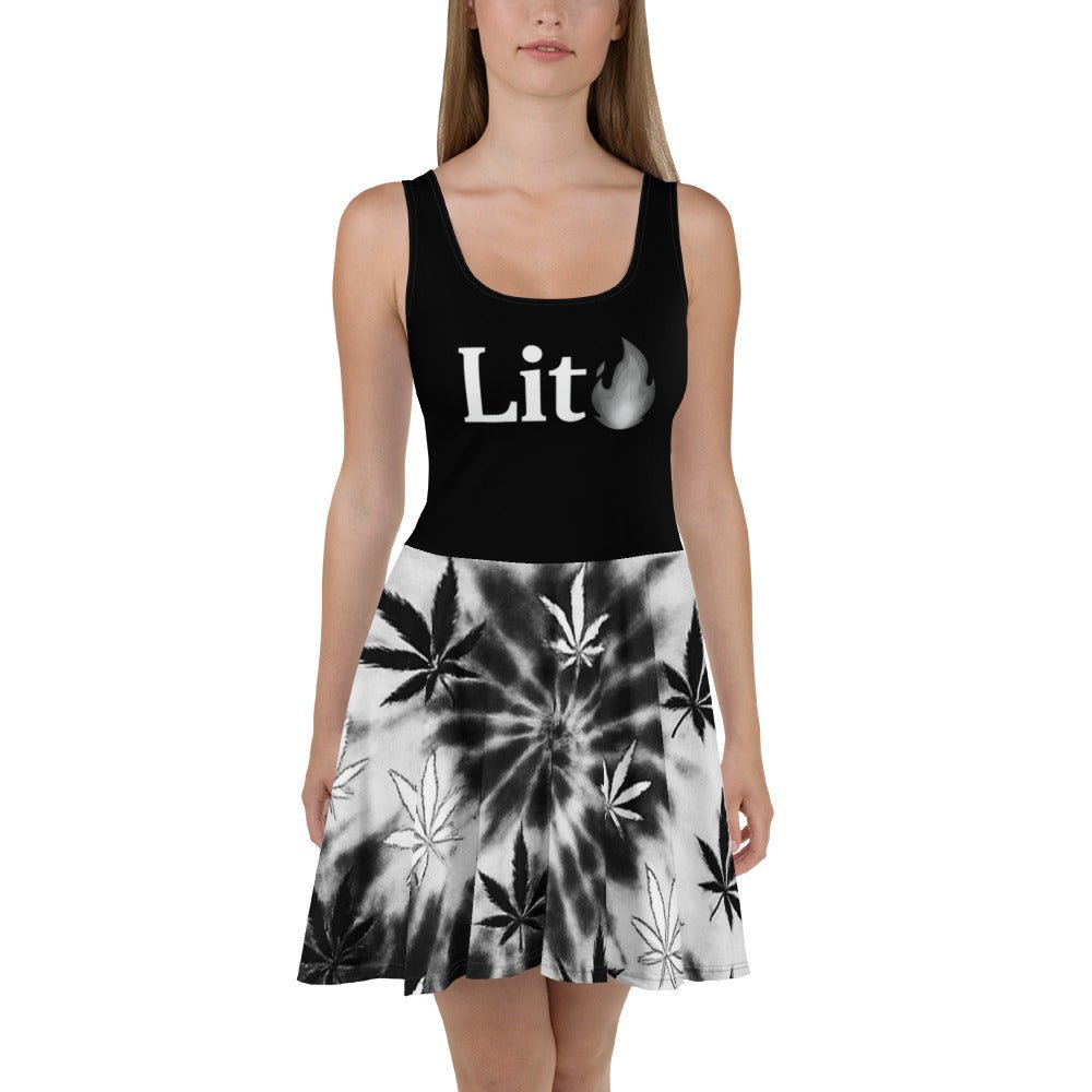 White and black Tie-dye Skater Dress