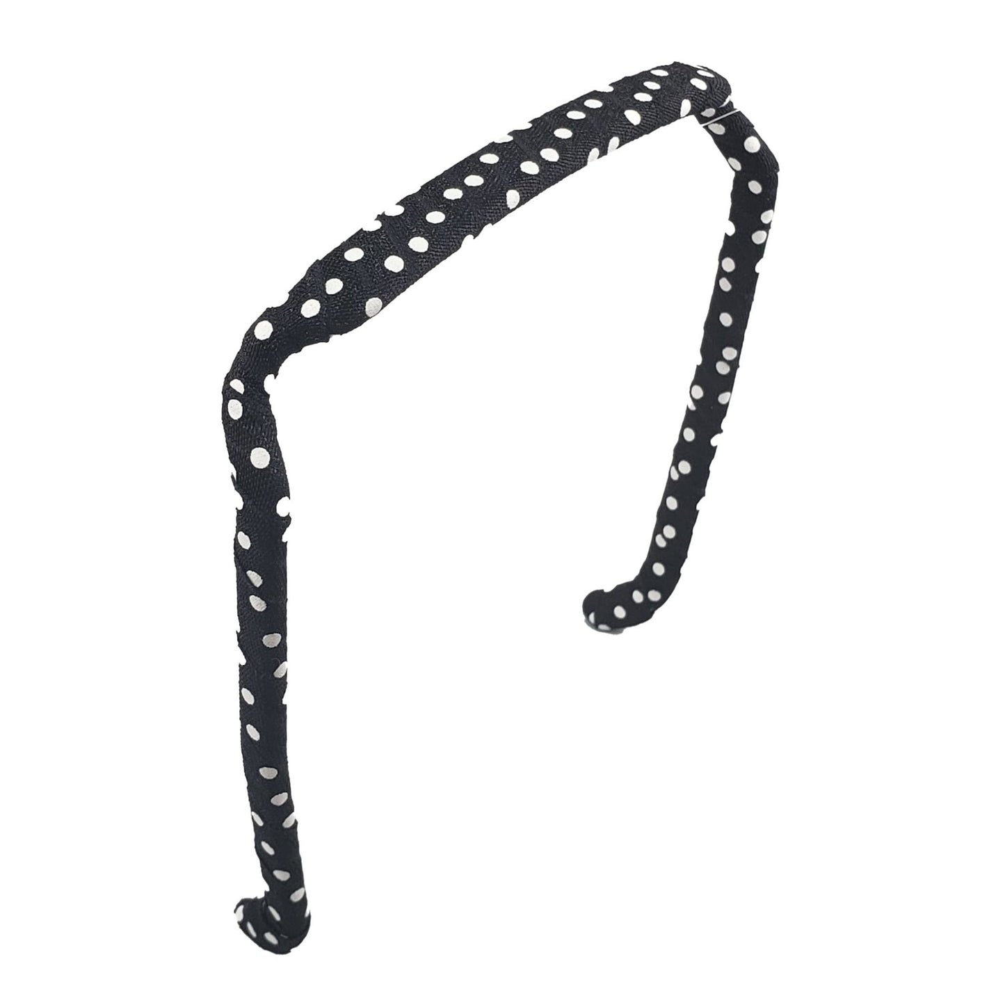 White Polka Dots on Black Headband