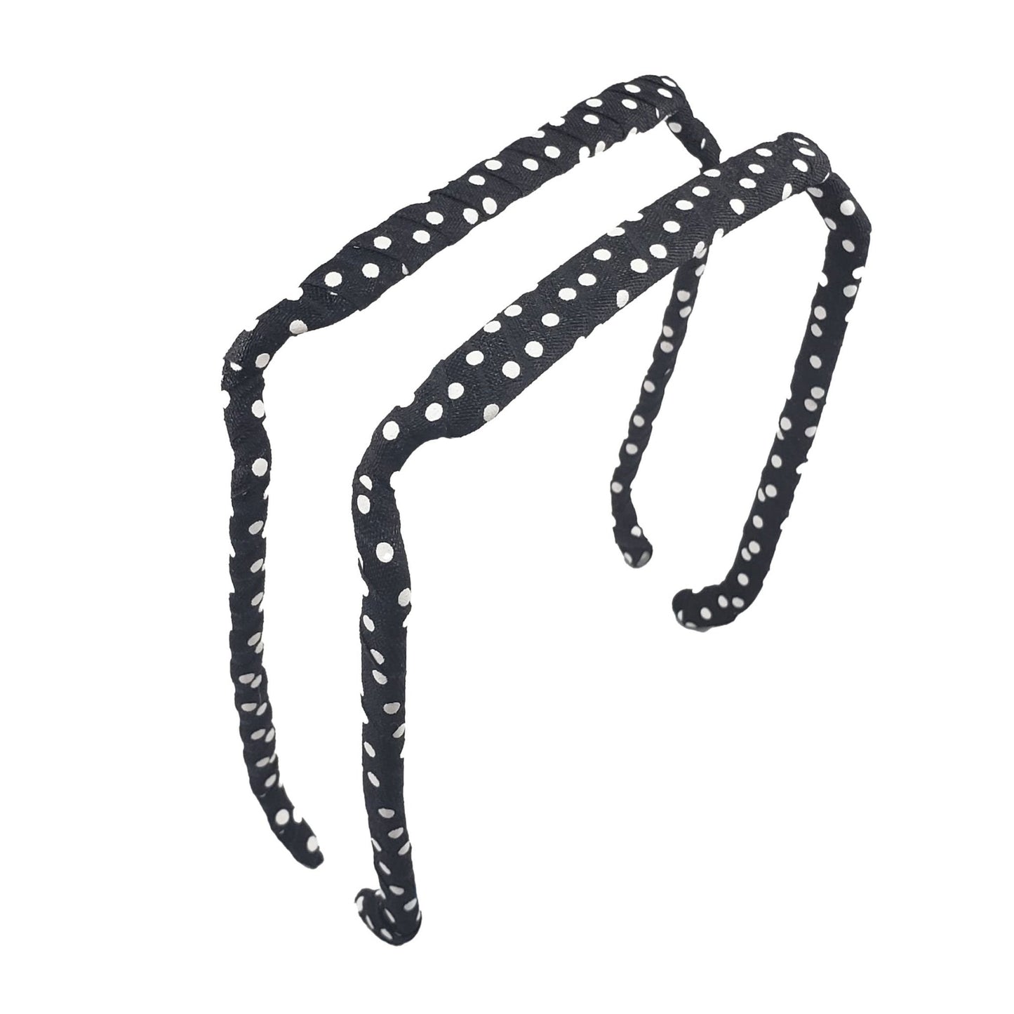 White Polka Dots on Black Headband