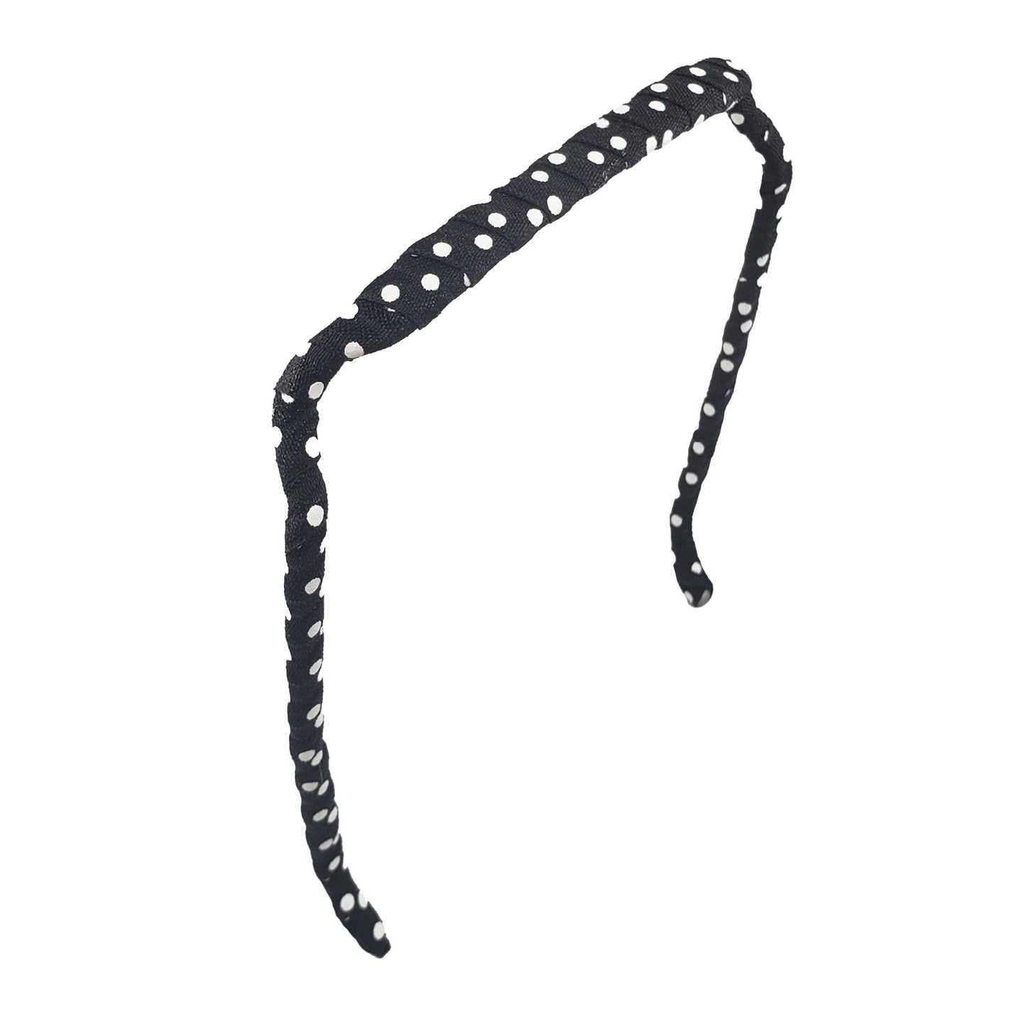 White Polka Dots on Black Headband