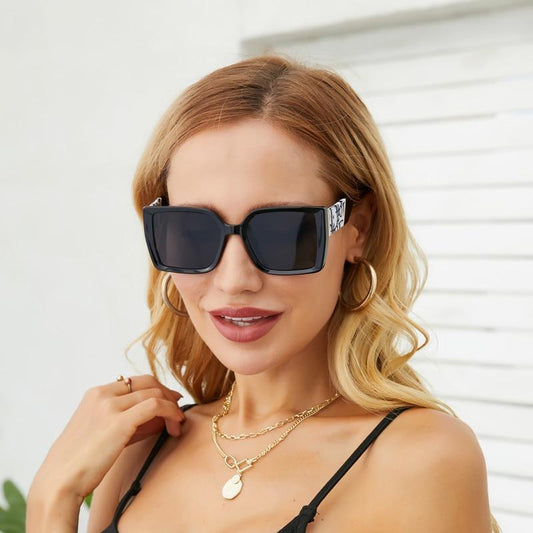 Women Men Flat Top Shield Sunglasses Oversized Square  Retro Style & Oversized Square Shape Gradient Colorful Lens Sunglasses For Women In Luxury Design New Fashionable Large Frame Eyewear For  Men & Women
