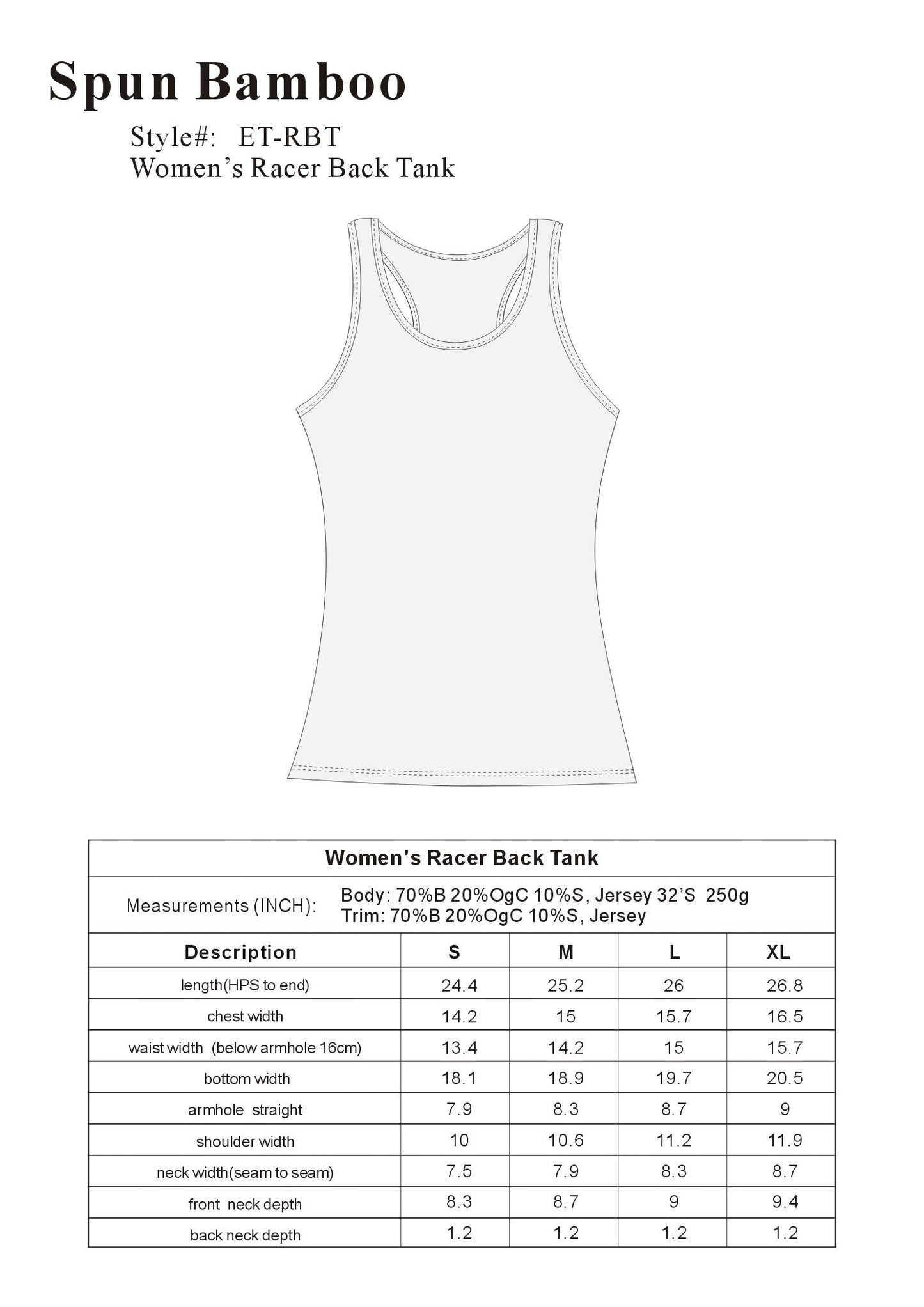Clearance Women's Bamboo/Cotton Racer Back Tank Top