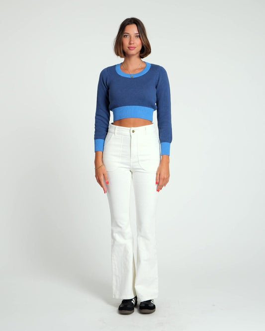 Crop Sweater (Navy/Blue Poppy)